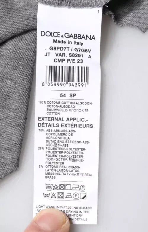 Dolce & Gabbana – Graues T-Shirt mit Rundhalsausschnitt und kurzen Ärmeln