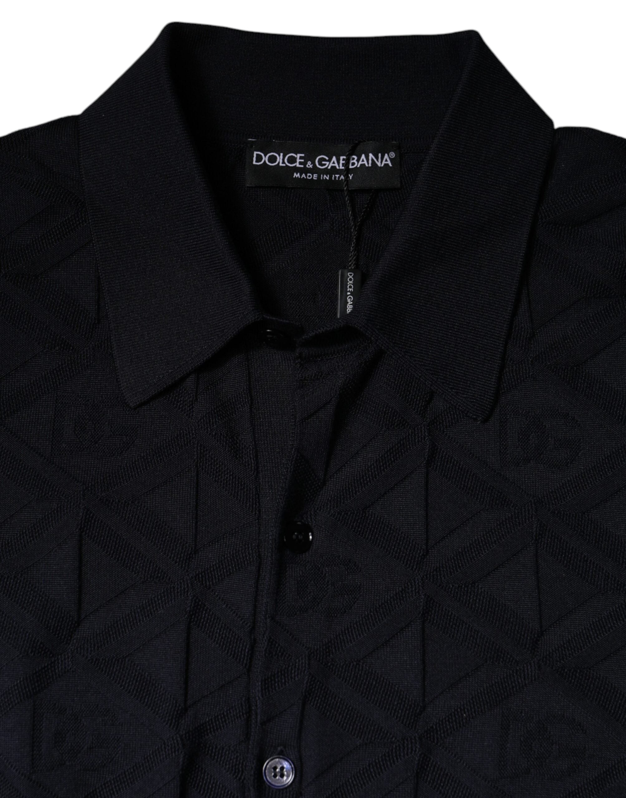 Dolce & Gabbana – Schwarzer Herren-Cardigan aus Seide mit Rundhalsausschnitt