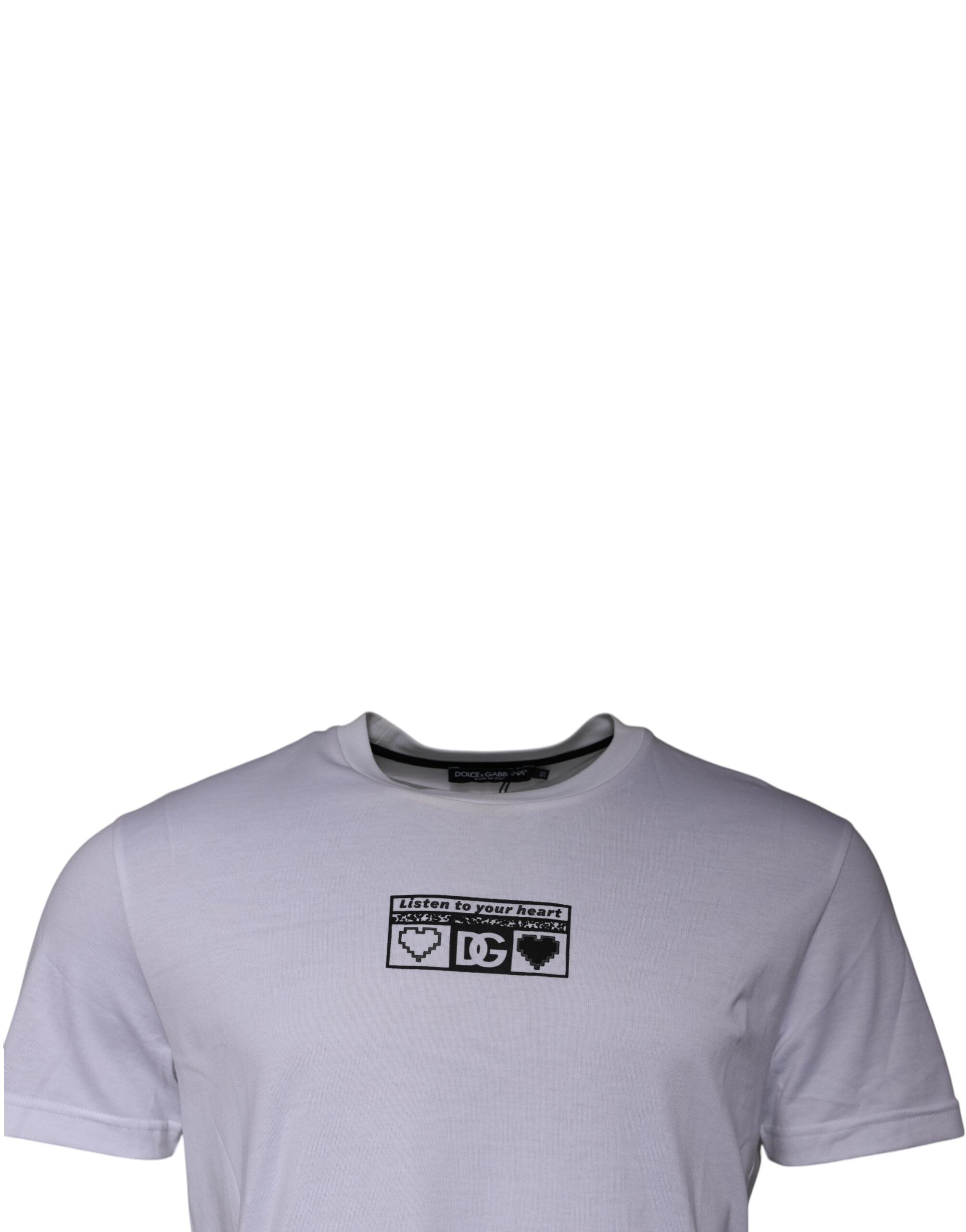 Dolce & Gabbana – Weißes Baumwoll-T-Shirt mit Rundhalsausschnitt und Logo-Print
