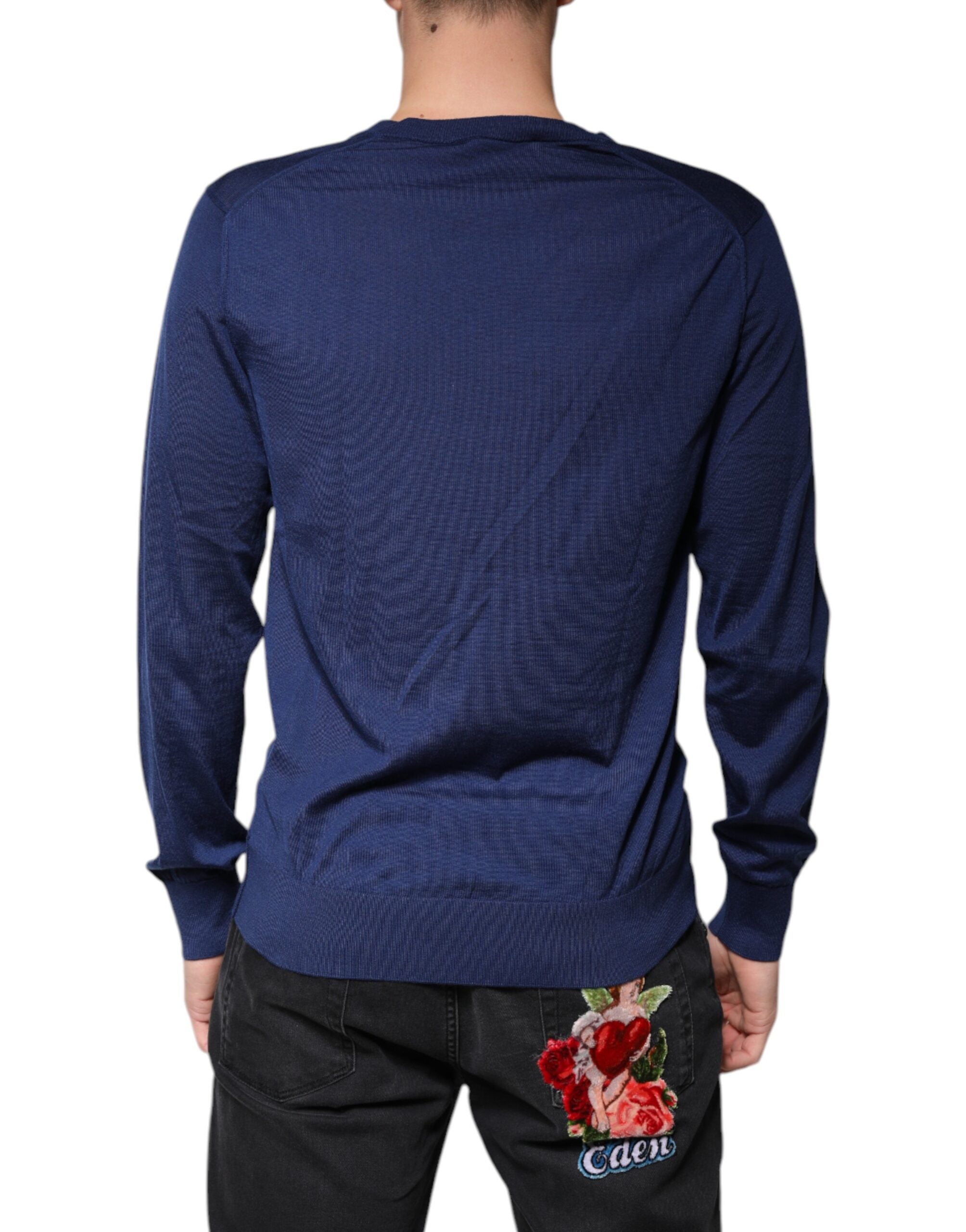 Dolce & Gabbana – Pullover aus Kaschmir mit V-Ausschnitt in Marineblau