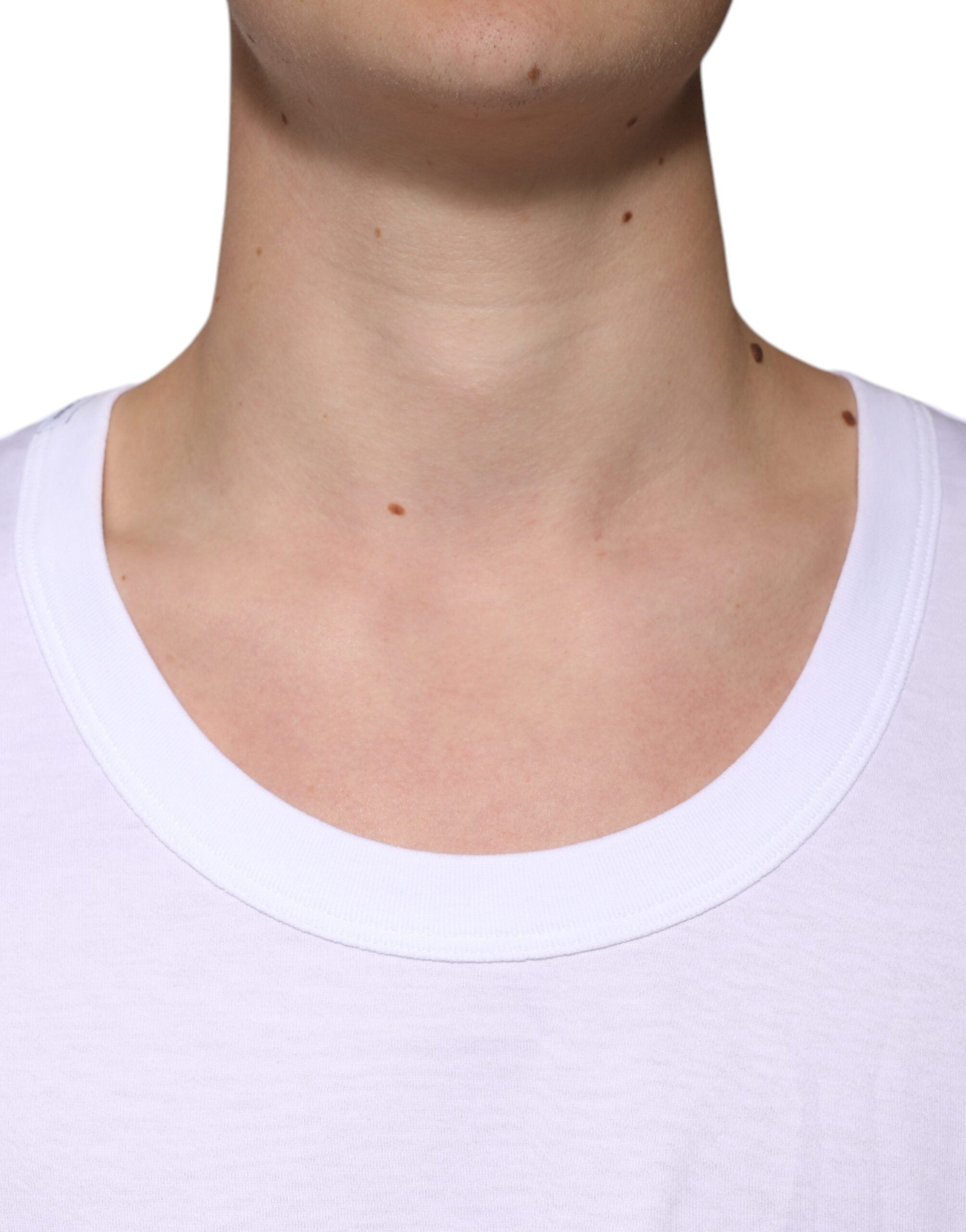 Dolce & Gabbana – Ärmelloses Tank-T-Shirt aus weißer Baumwolle mit Rundhalsausschnitt