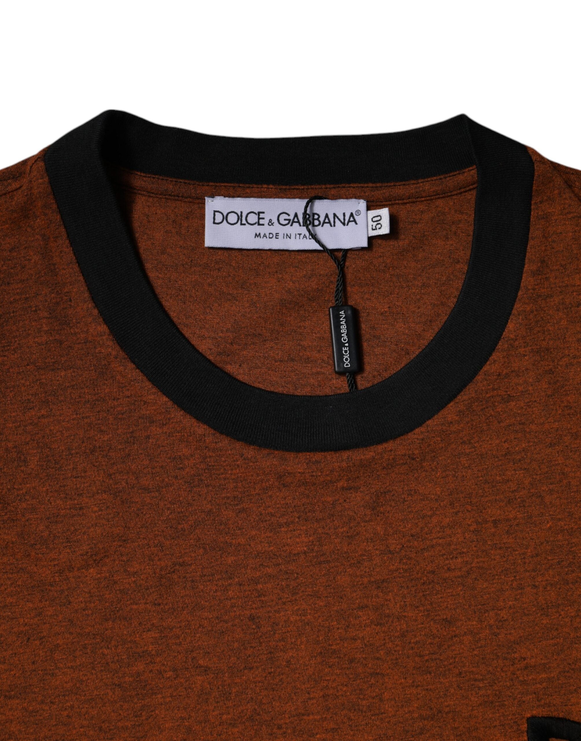 Dolce & Gabbana Braunes T-Shirt aus Polyester mit Rundhalsausschnitt und DG-Logo