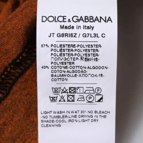 Dolce & Gabbana Braunes T-Shirt aus Polyester mit Rundhalsausschnitt und DG-Logo