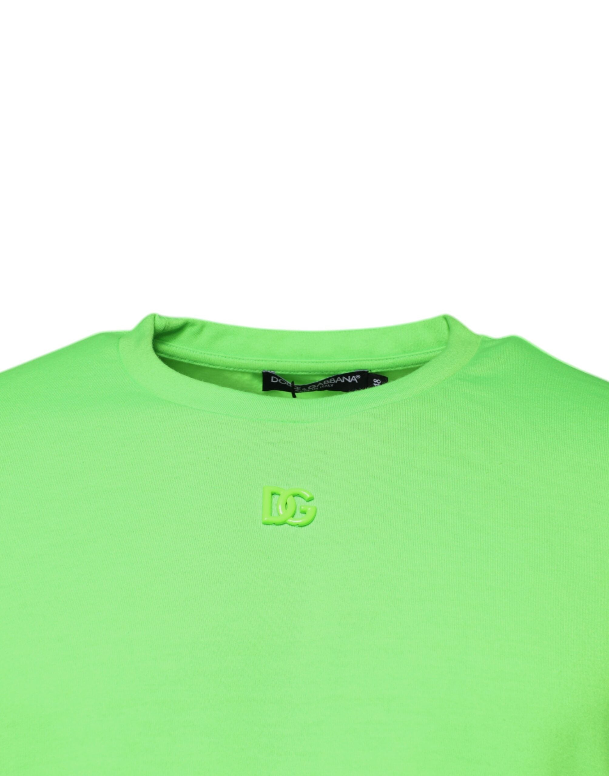 Dolce & Gabbana – Grünes T-Shirt aus Polyester mit Rundhalsausschnitt und Logo