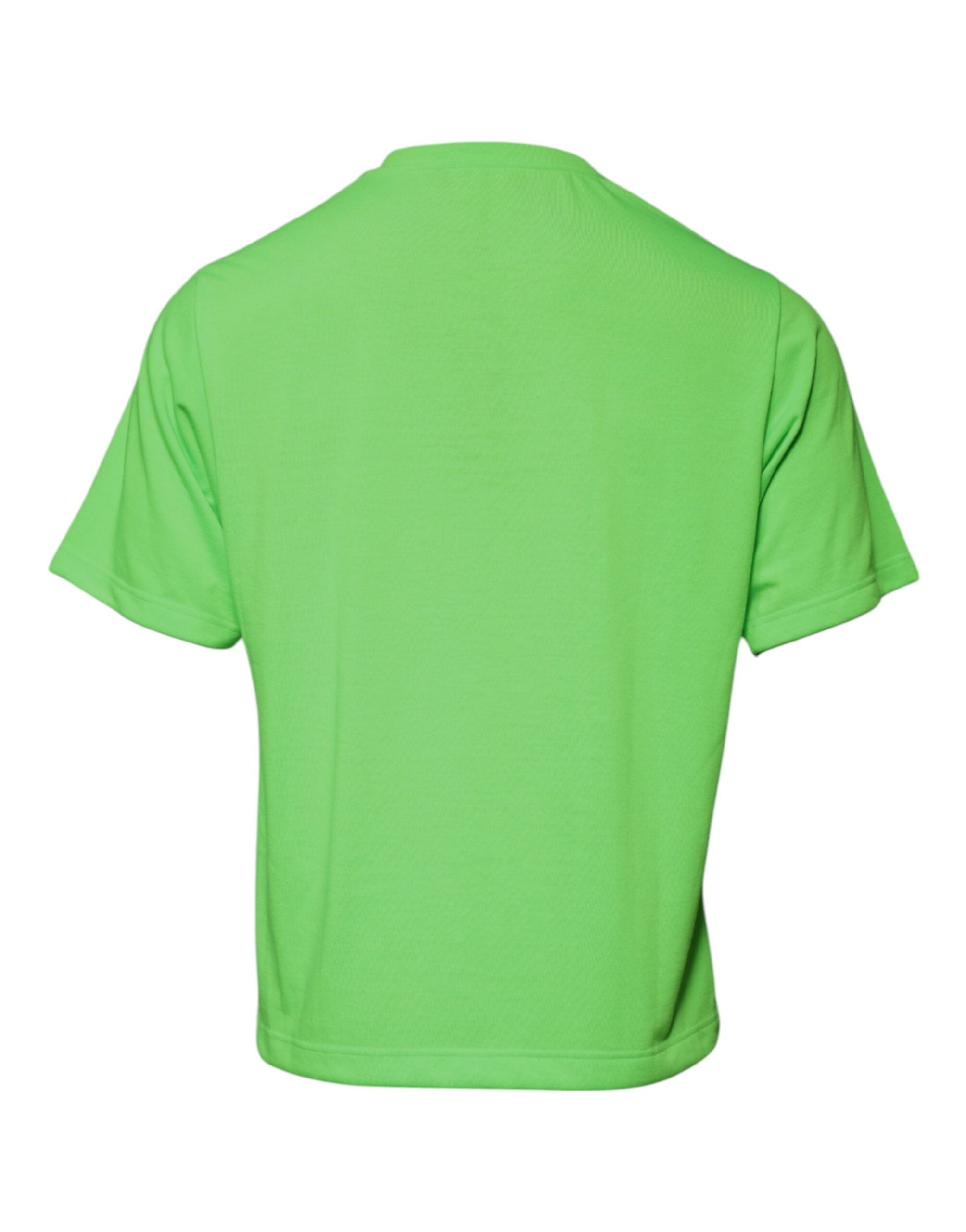 Dolce & Gabbana – Grünes T-Shirt aus Polyester mit Rundhalsausschnitt und Logo