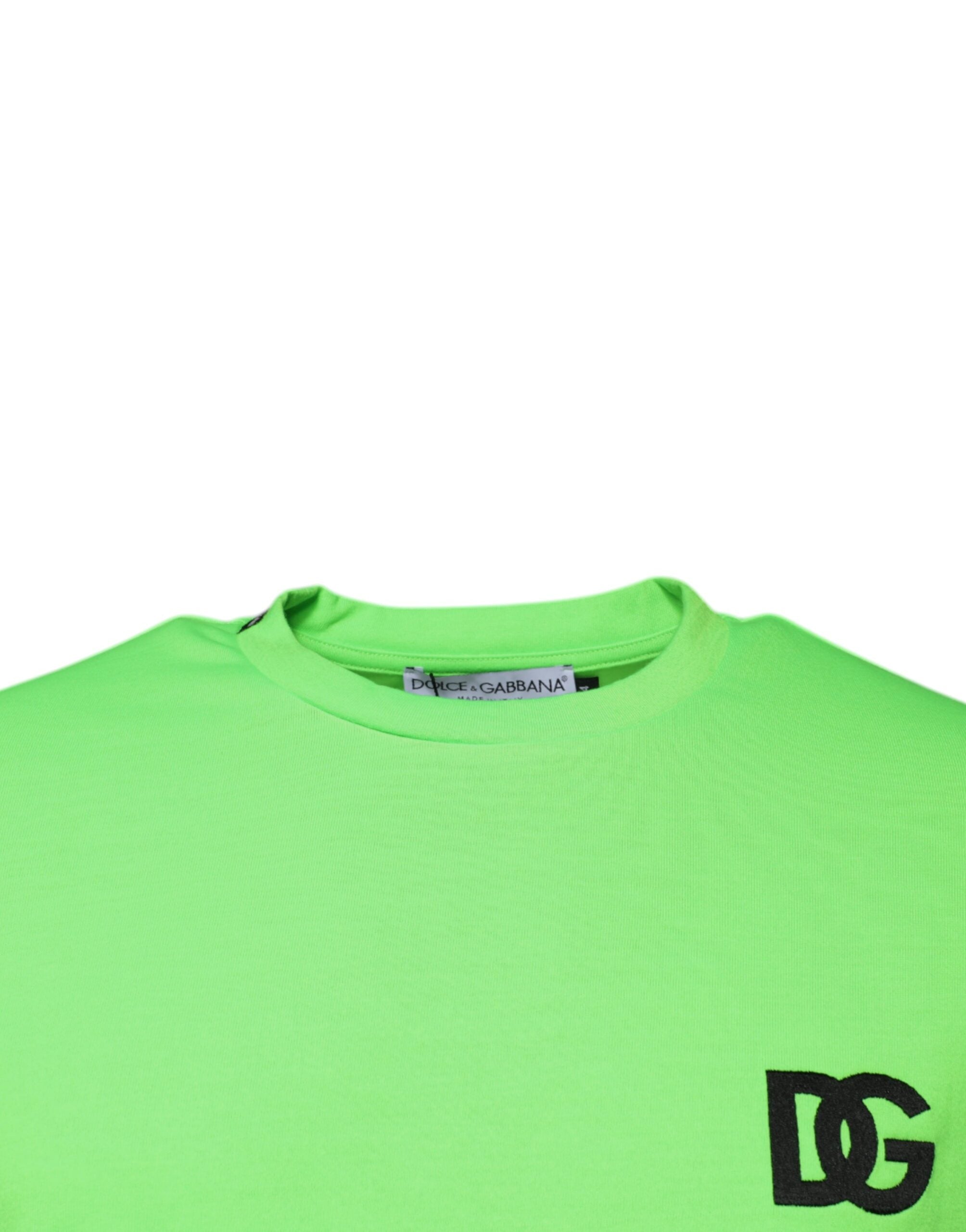 Dolce & Gabbana – Grünes T-Shirt aus Polyester mit Rundhalsausschnitt und Logo