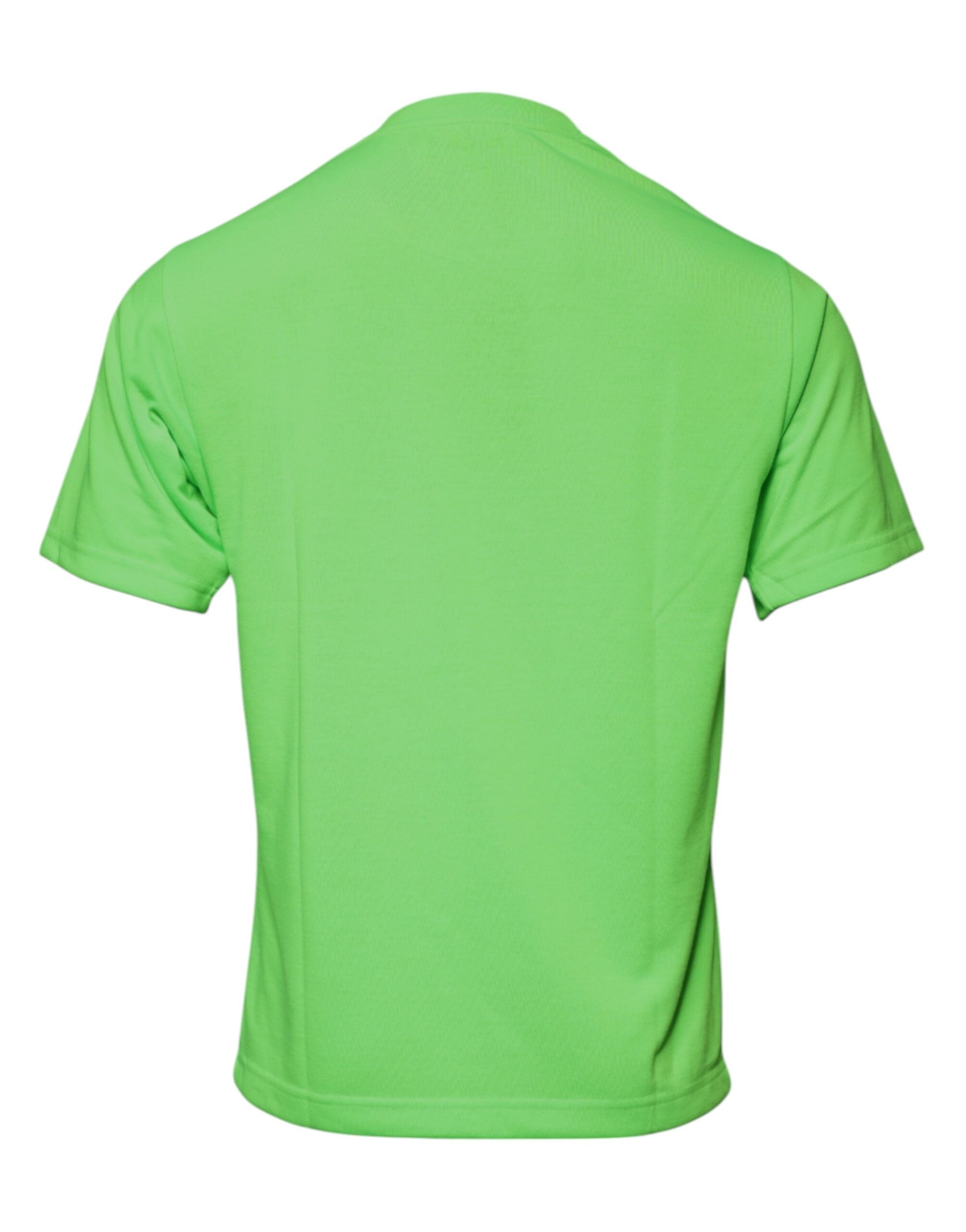 Dolce & Gabbana – Grünes T-Shirt aus Polyester mit Rundhalsausschnitt und Logo