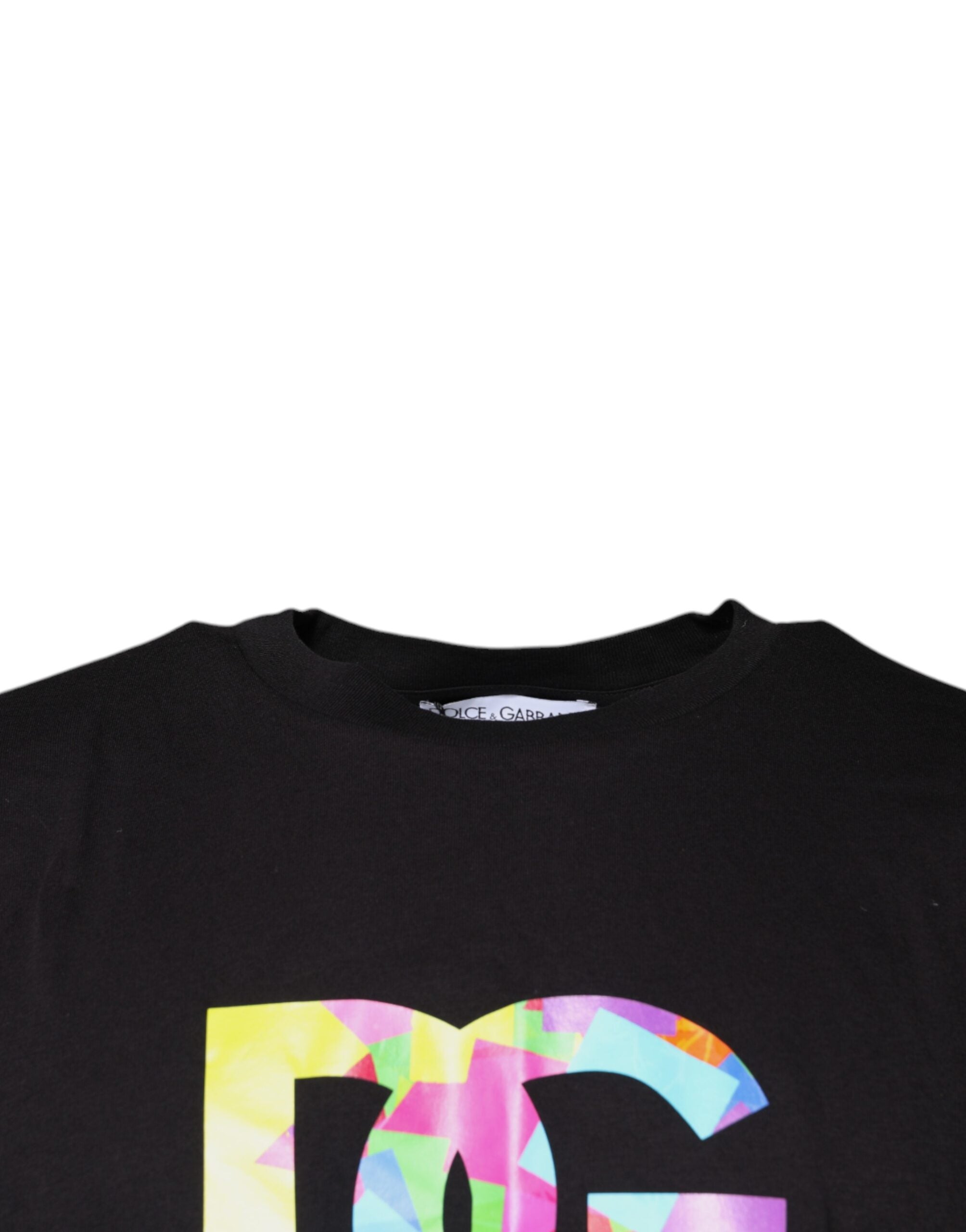 Dolce & Gabbana – Schwarzes Baumwoll-T-Shirt mit Rundhalsausschnitt und Logo-Print