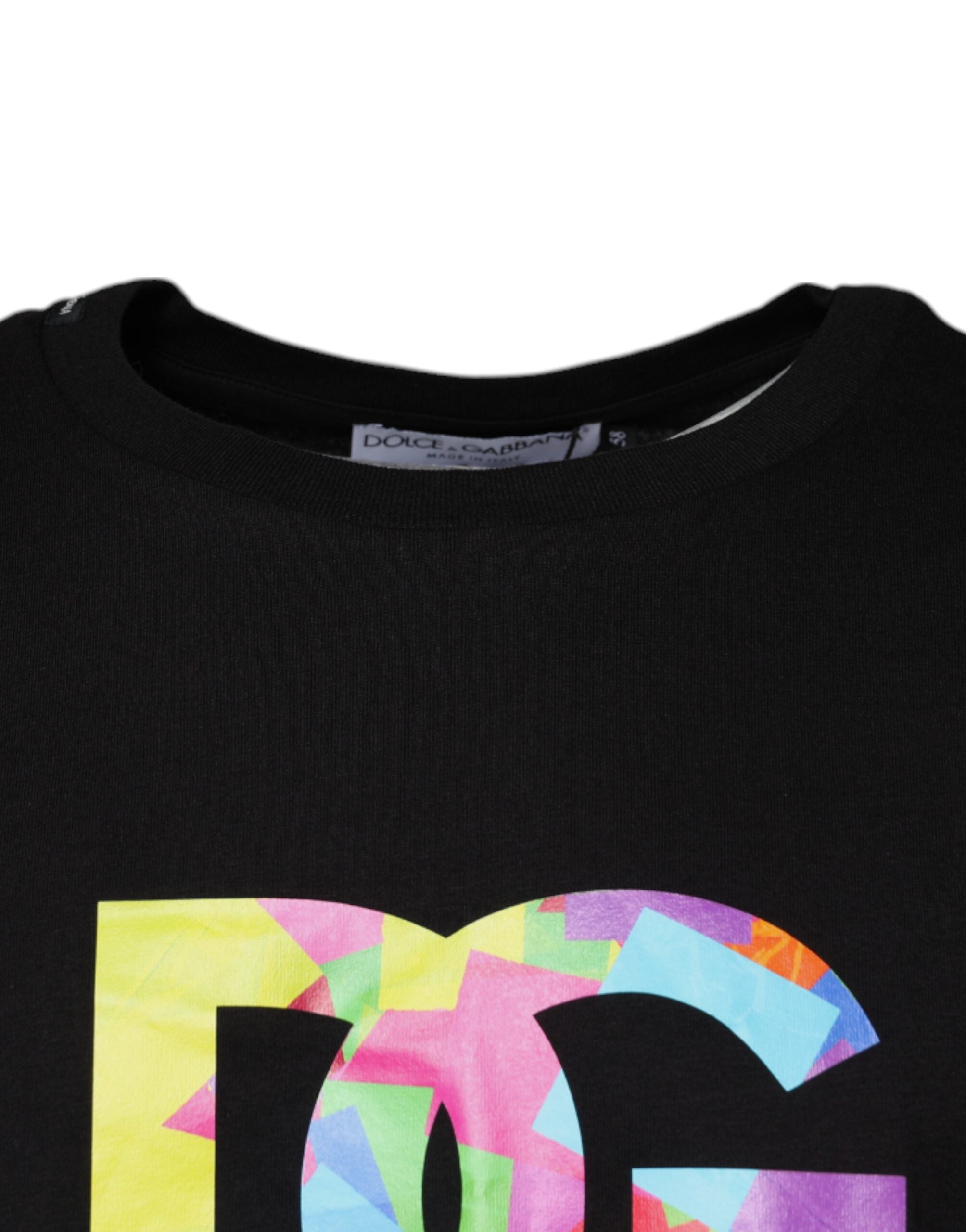 Dolce & Gabbana – Schwarzes Baumwoll-T-Shirt mit Rundhalsausschnitt und Logo-Print