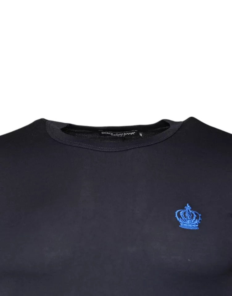 Dolce & Gabbana – T-Shirt mit Rundhalsausschnitt und kurzen Ärmeln in Blau mit Krone