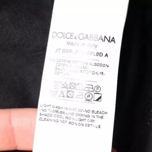 Dolce & Gabbana – T-Shirt mit Rundhalsausschnitt und kurzen Ärmeln in Blau mit Krone