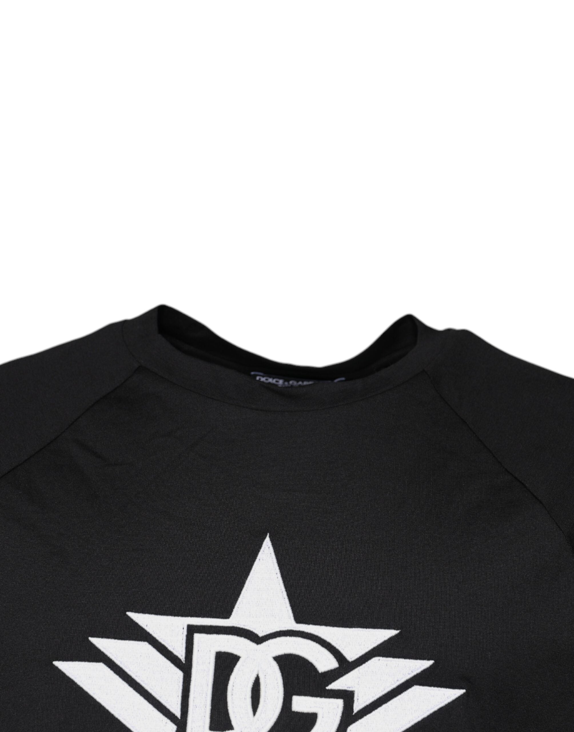 Dolce & Gabbana – Schwarzes Baumwoll-T-Shirt mit Rundhalsausschnitt und Logo-Print