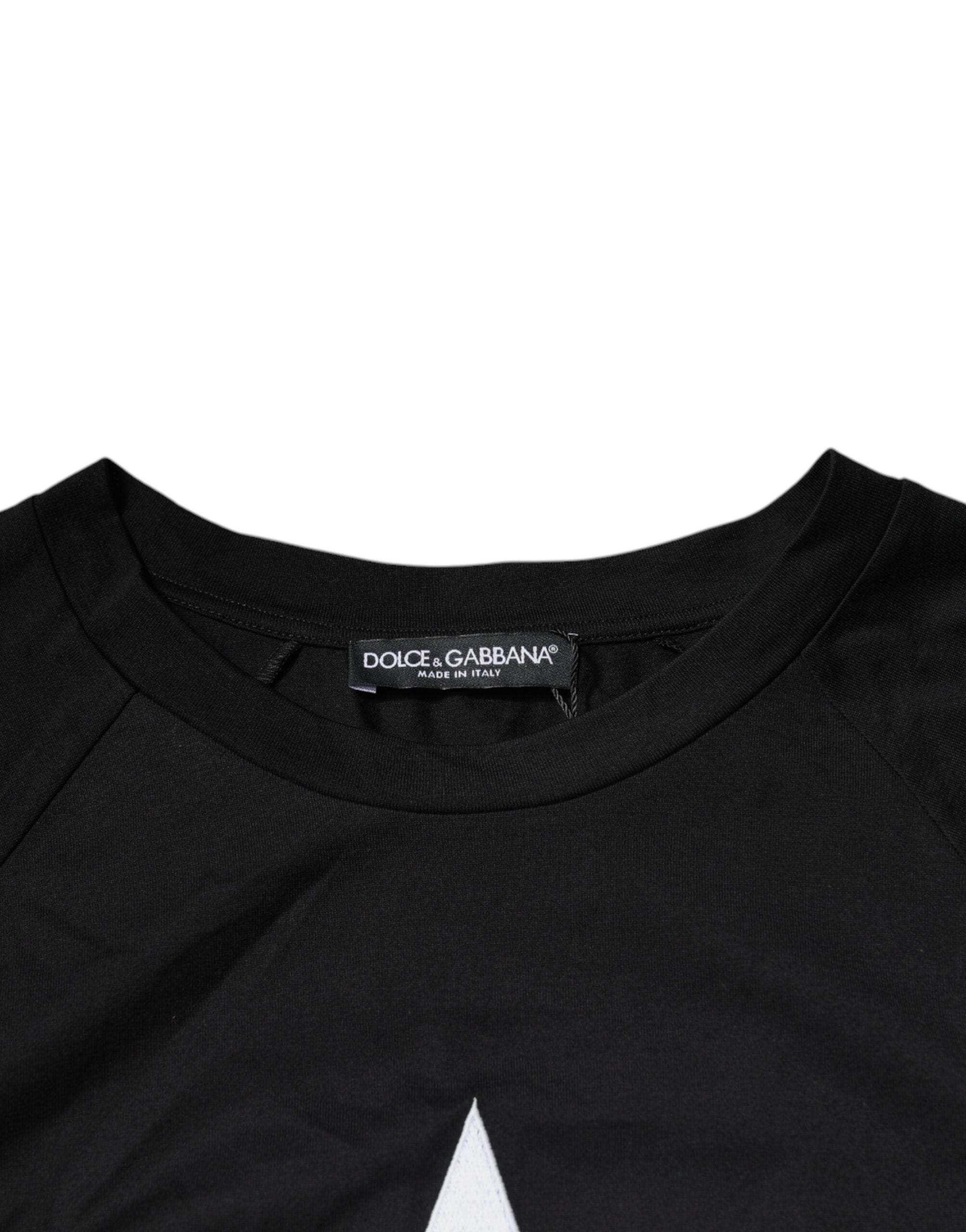 Dolce & Gabbana – Schwarzes Baumwoll-T-Shirt mit Rundhalsausschnitt und Logo-Print
