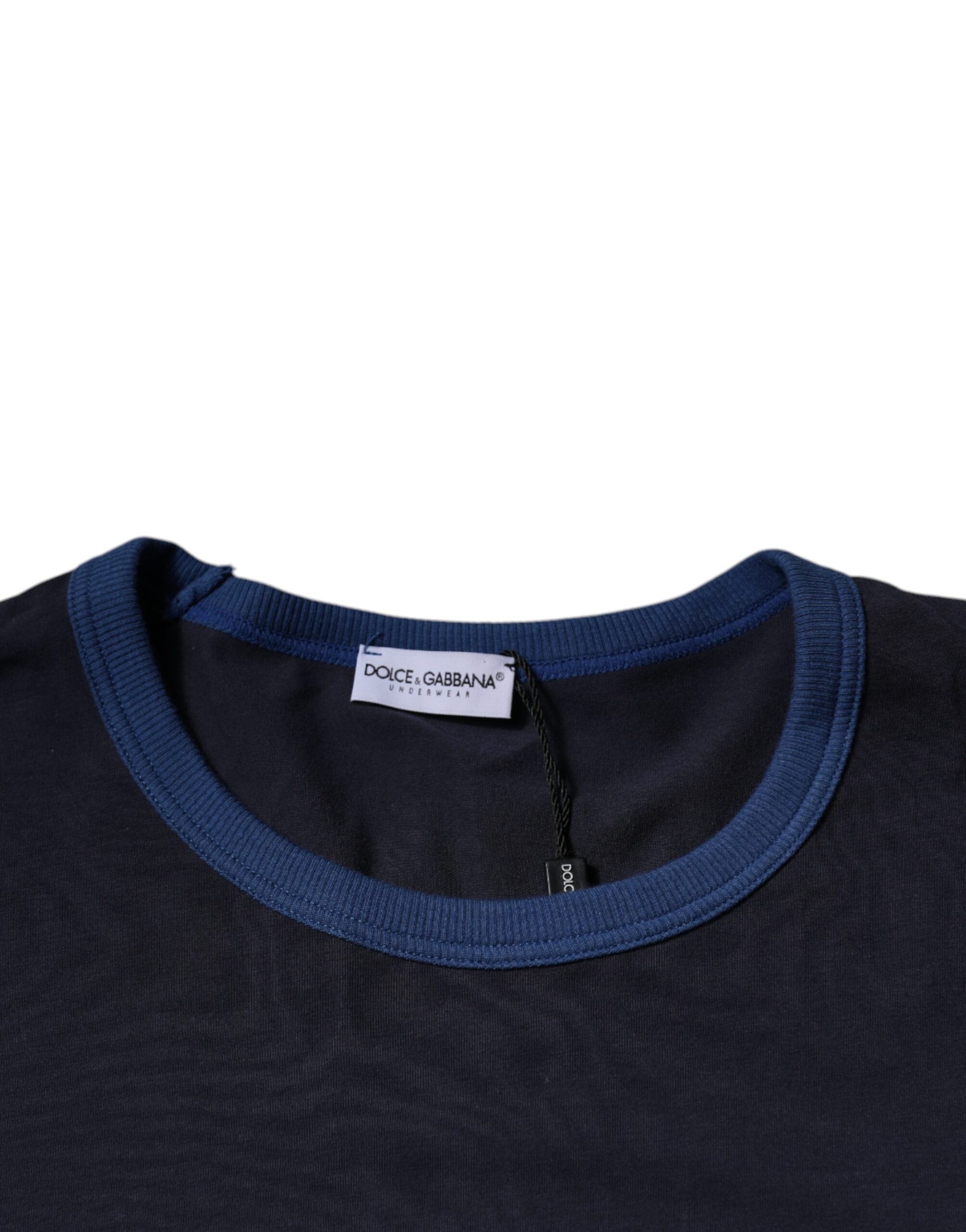 Dolce & Gabbana – Blaues Unterwäsche-T-Shirt mit Rundhalsausschnitt aus Baumwollstretch