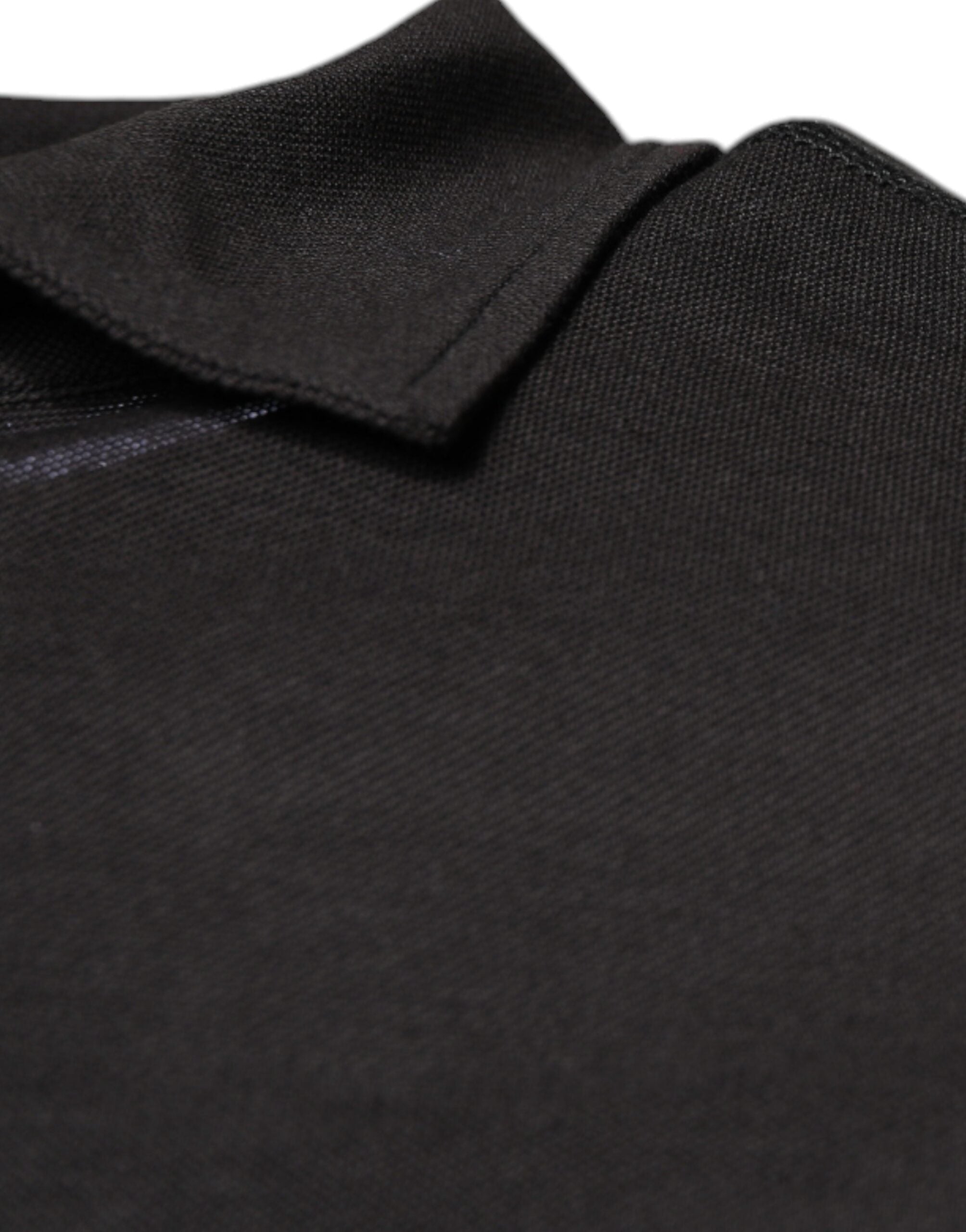 Tricou polo Dolce & Gabbana gri închis cu guler și mânecă scurtă