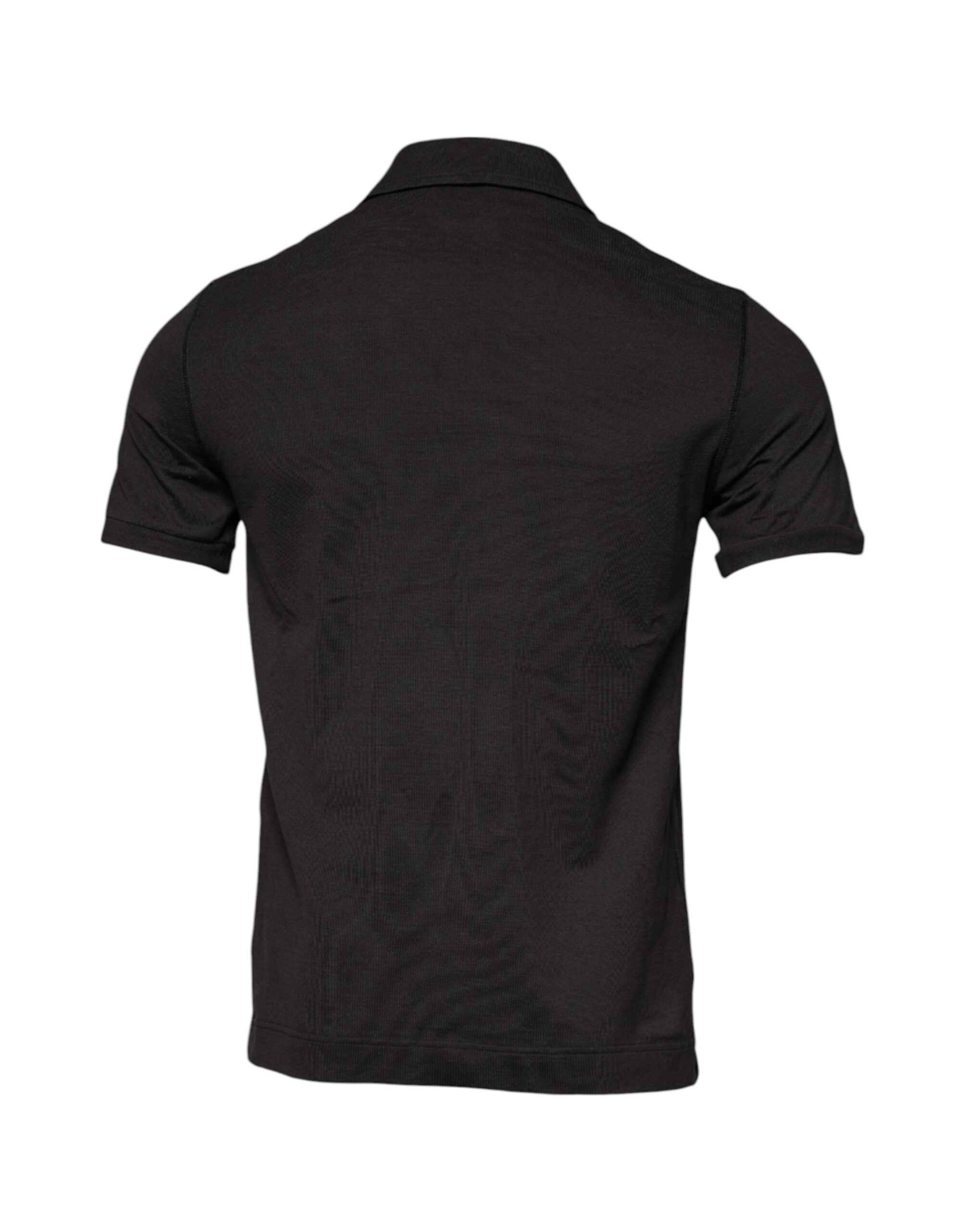 Tricou polo Dolce & Gabbana gri închis cu guler și mânecă scurtă