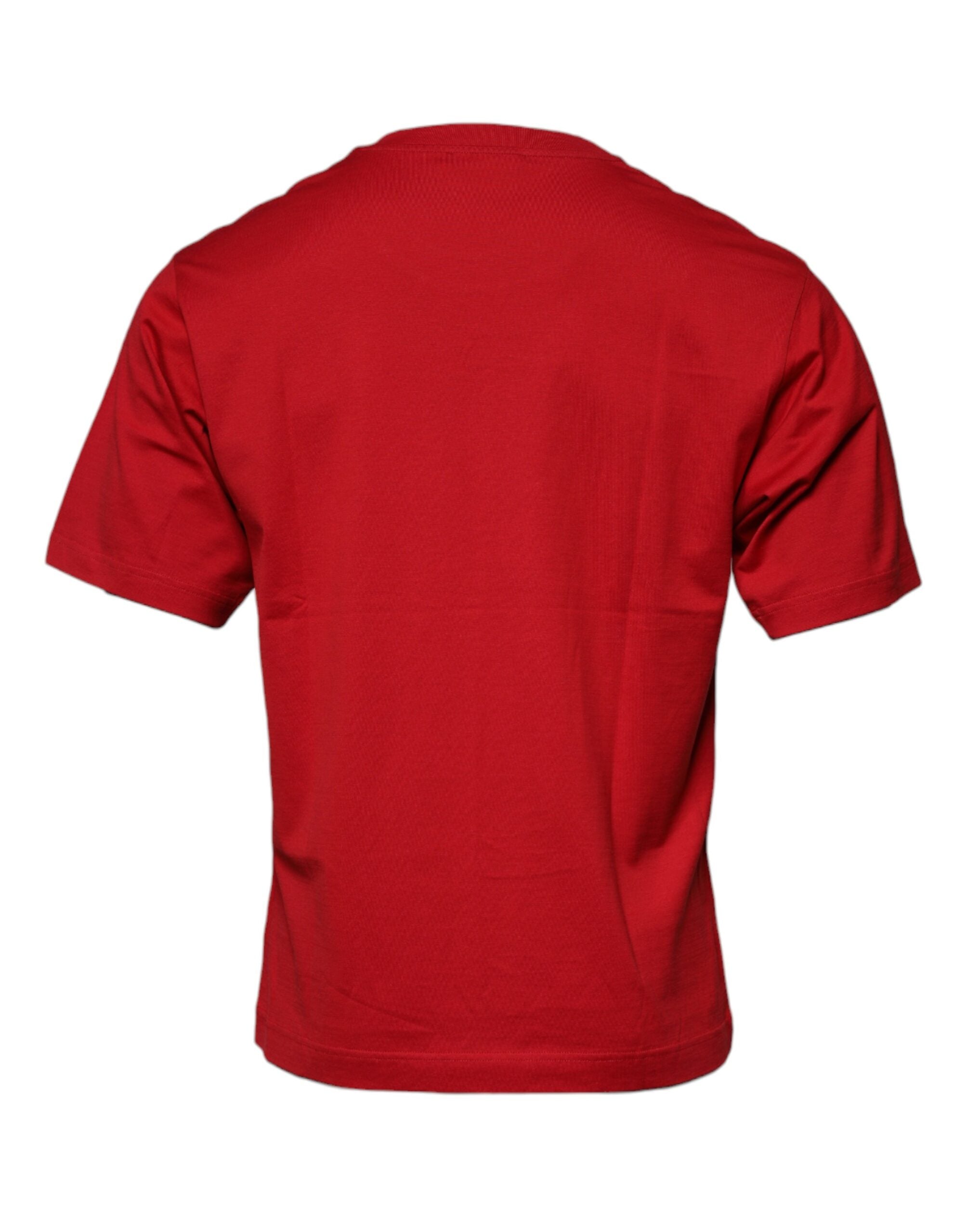 Tricou Dolce & Gabbana cu guler rotund din bumbac și imprimeu cu logo roșu