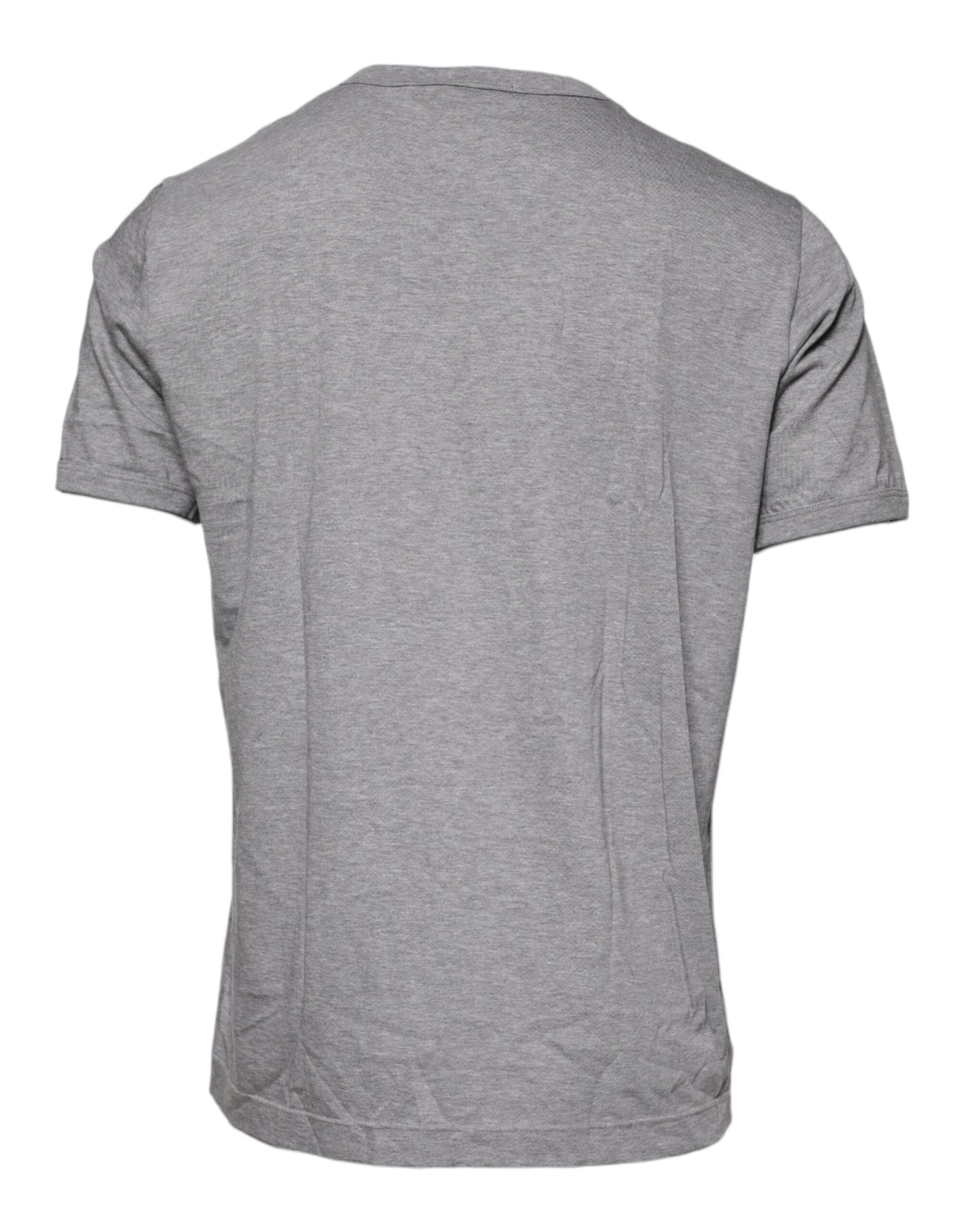 Dolce & Gabbana – Graues T-Shirt aus Baumwolle mit Rundhalsausschnitt und kurzen Ärmeln