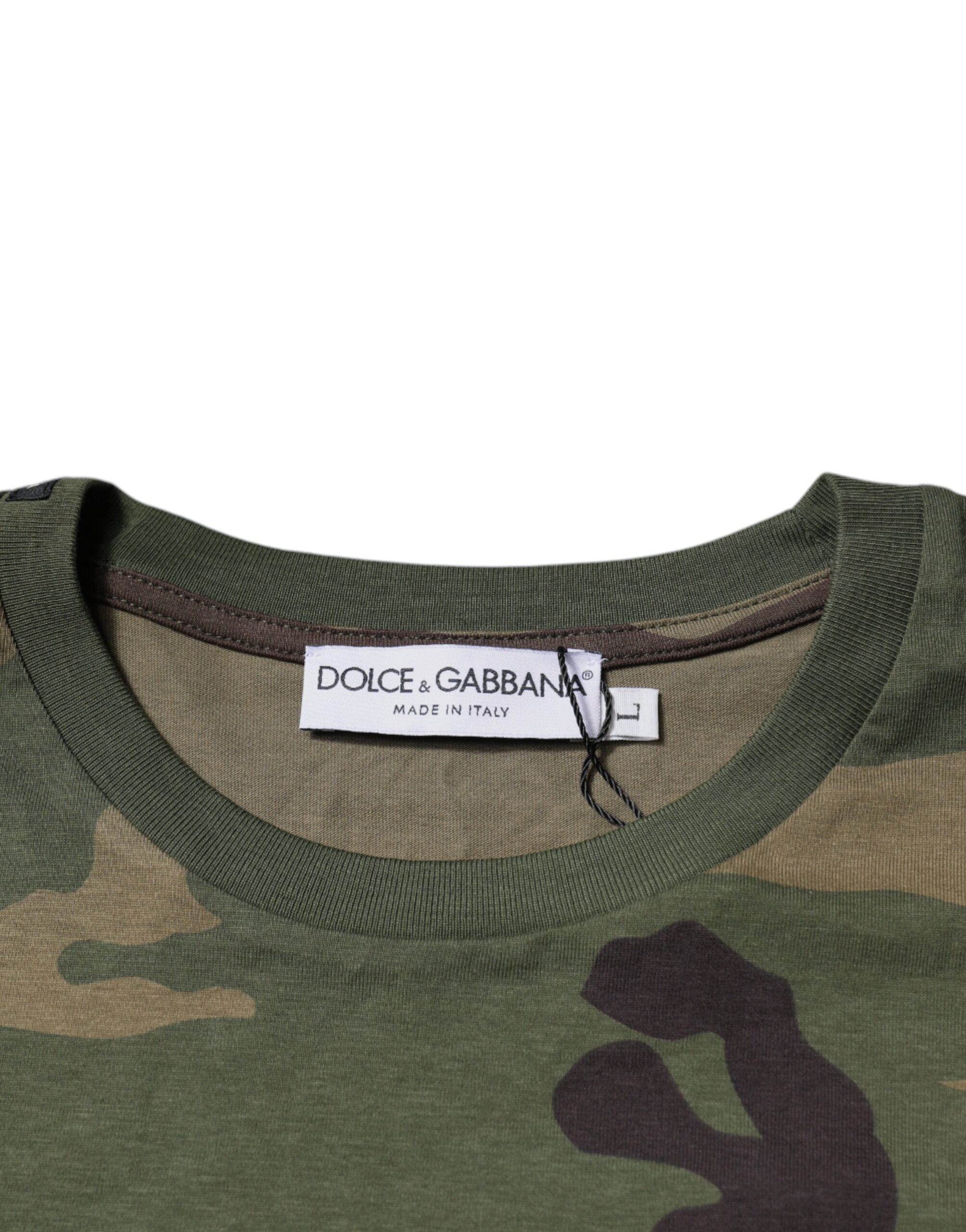 Tricou Dolce & Gabbana cu guler rotund din bumbac multicolor camuflaj