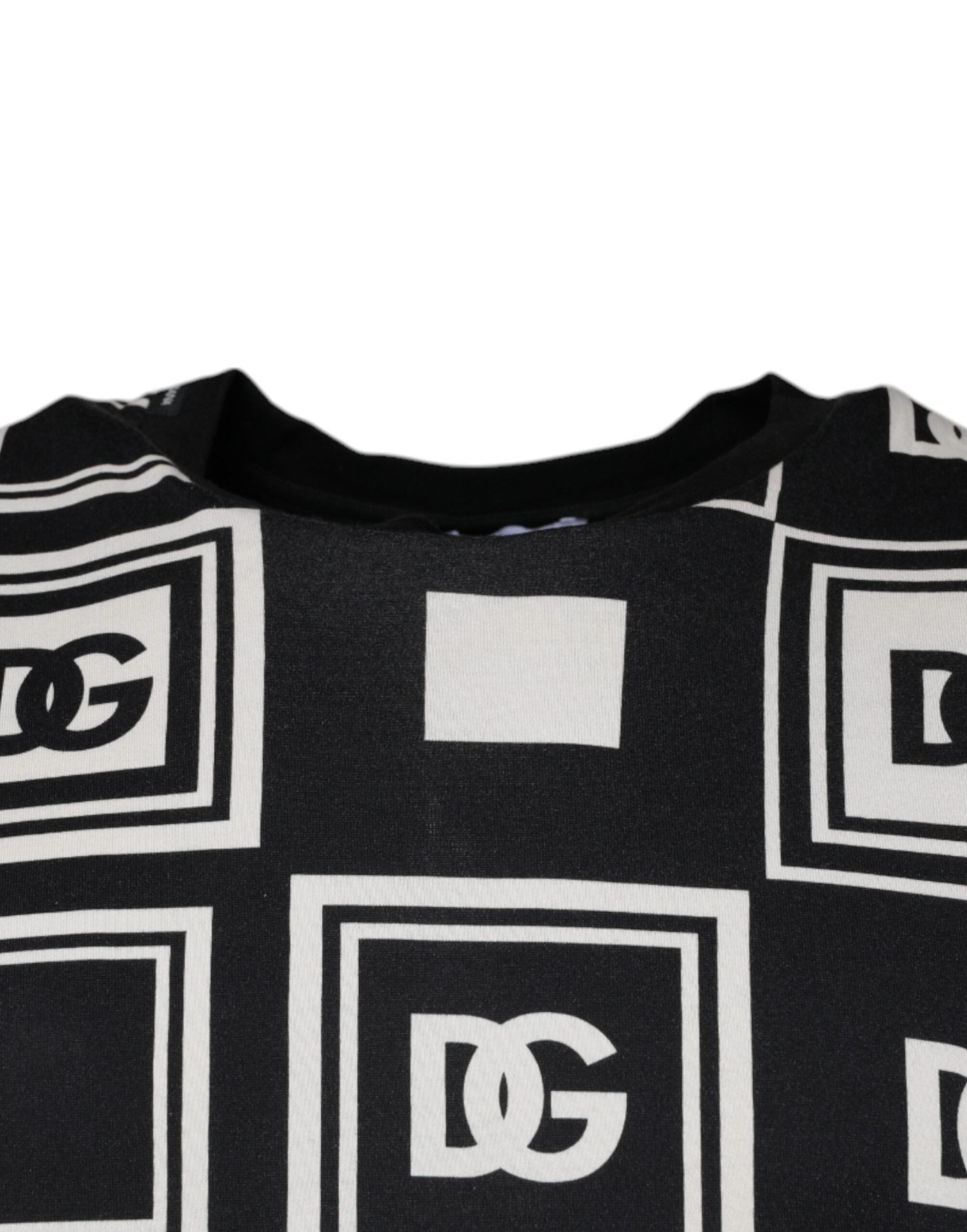 Dolce & Gabbana – Schwarzes T-Shirt aus Baumwolle mit Rundhalsausschnitt und Logo-Monogramm