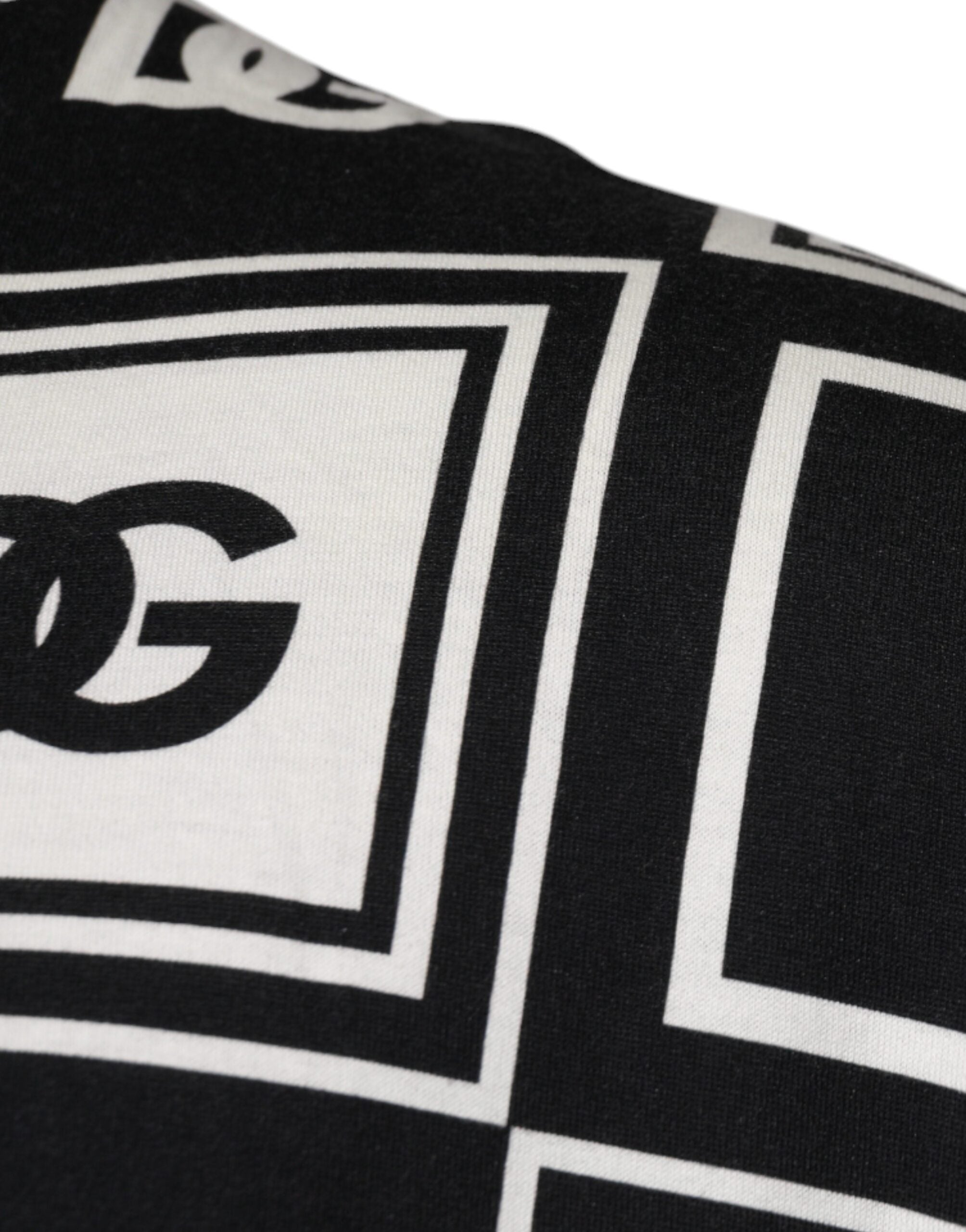 Dolce & Gabbana – Schwarzes T-Shirt aus Baumwolle mit Rundhalsausschnitt und Logo-Monogramm