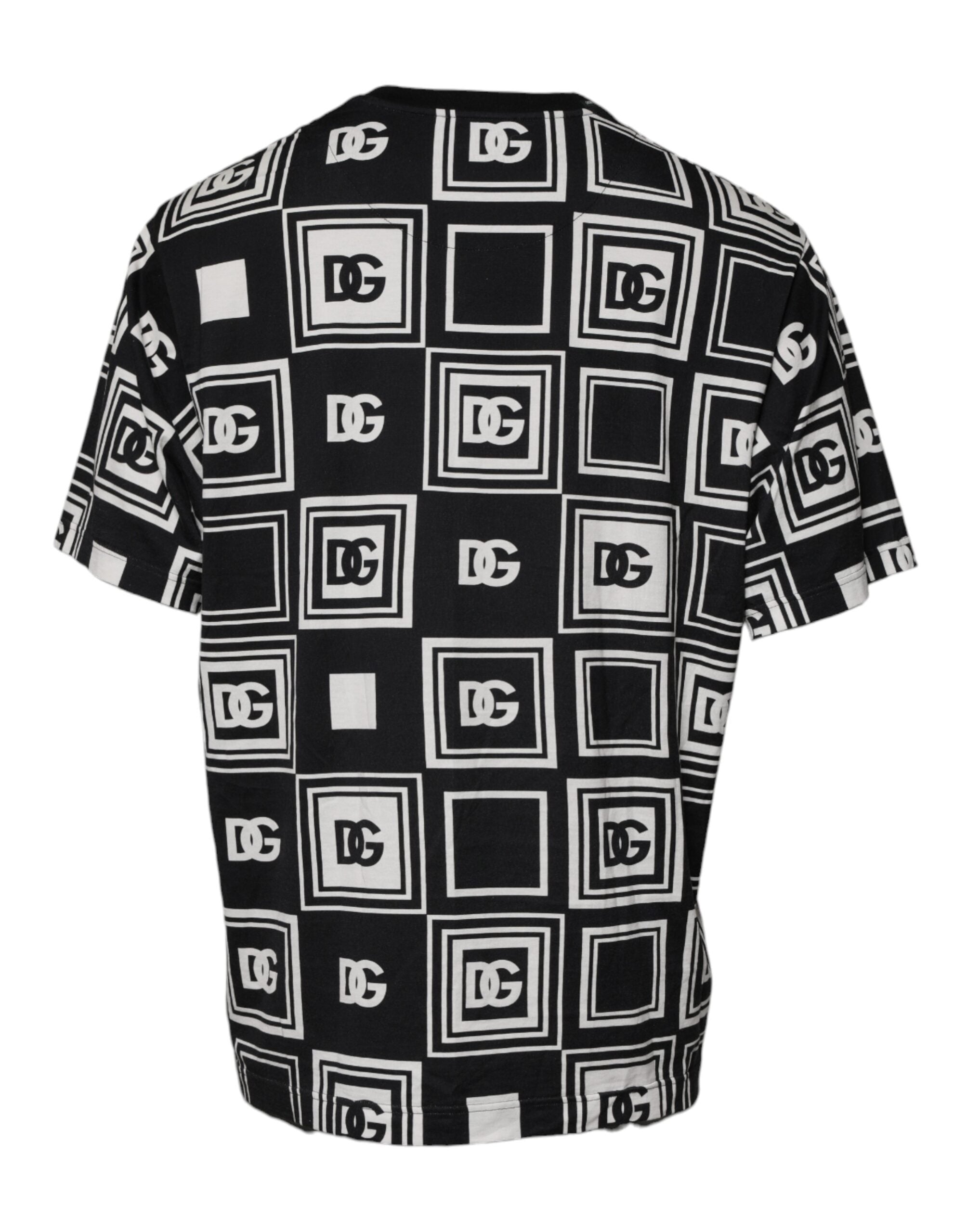 Dolce & Gabbana – Schwarzes T-Shirt aus Baumwolle mit Rundhalsausschnitt und Logo-Monogramm