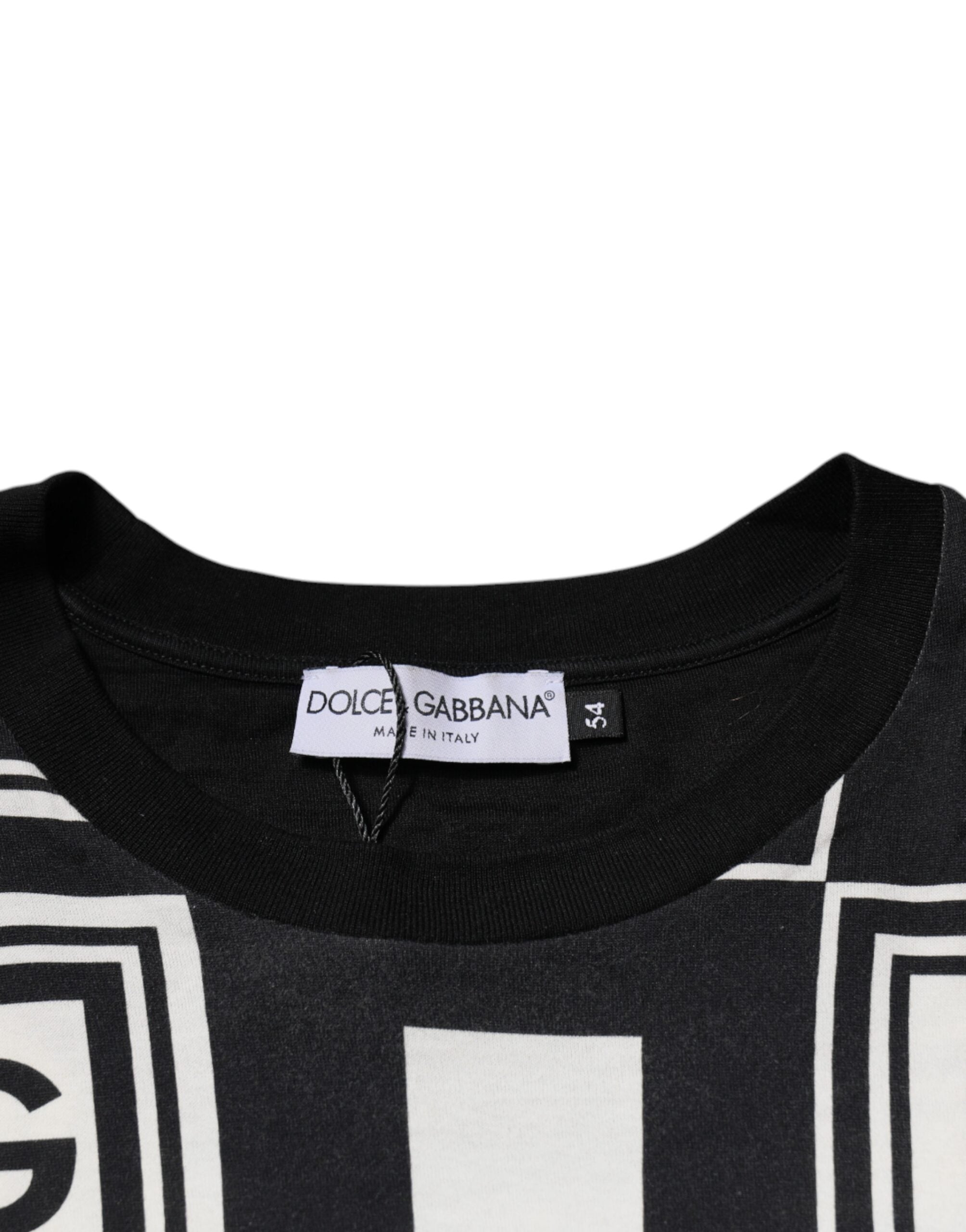 Dolce & Gabbana – Schwarzes T-Shirt aus Baumwolle mit Rundhalsausschnitt und Logo-Monogramm