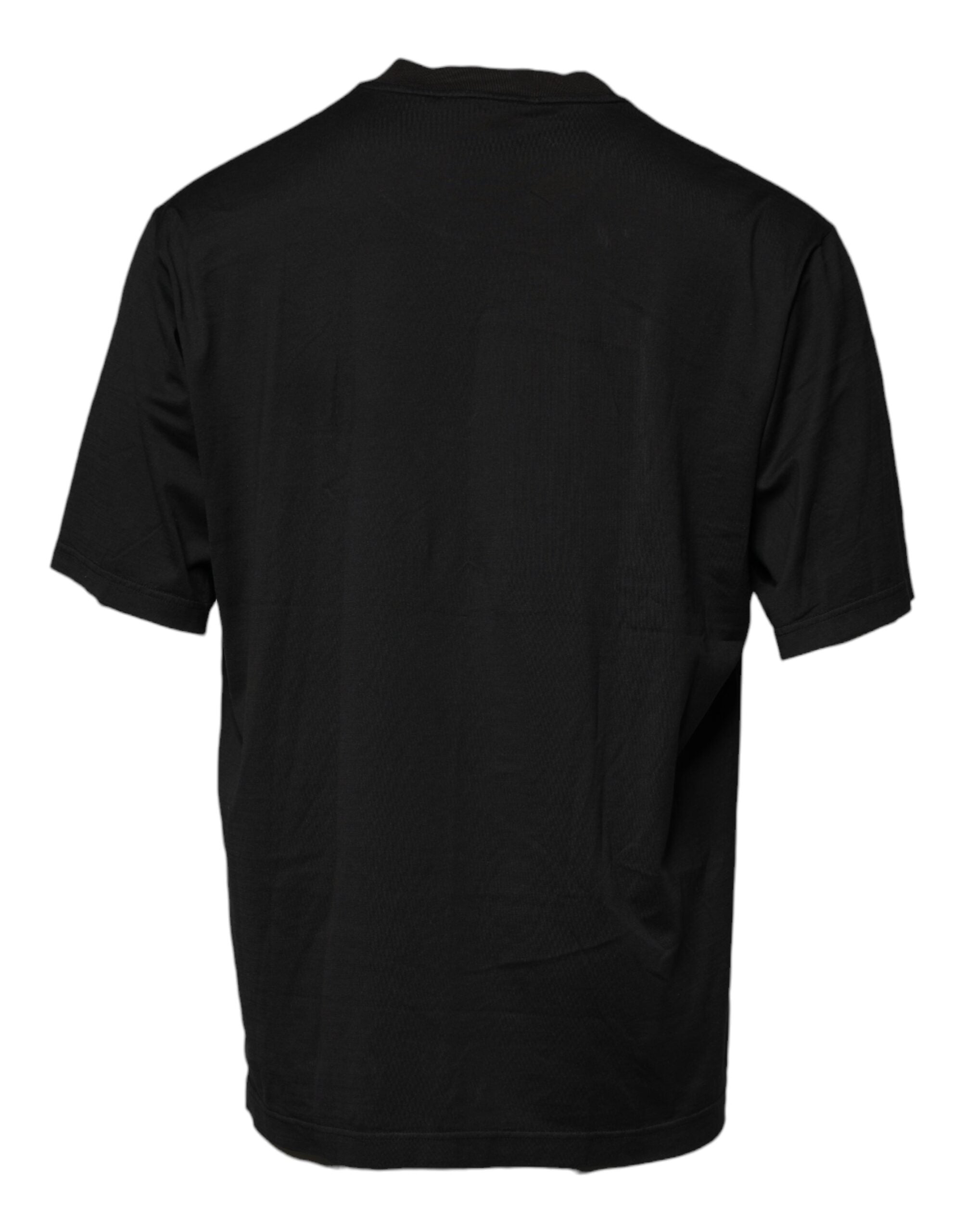 Dolce & Gabbana – Schwarzes T-Shirt mit Rundhalsausschnitt und kurzen Ärmeln und Logo