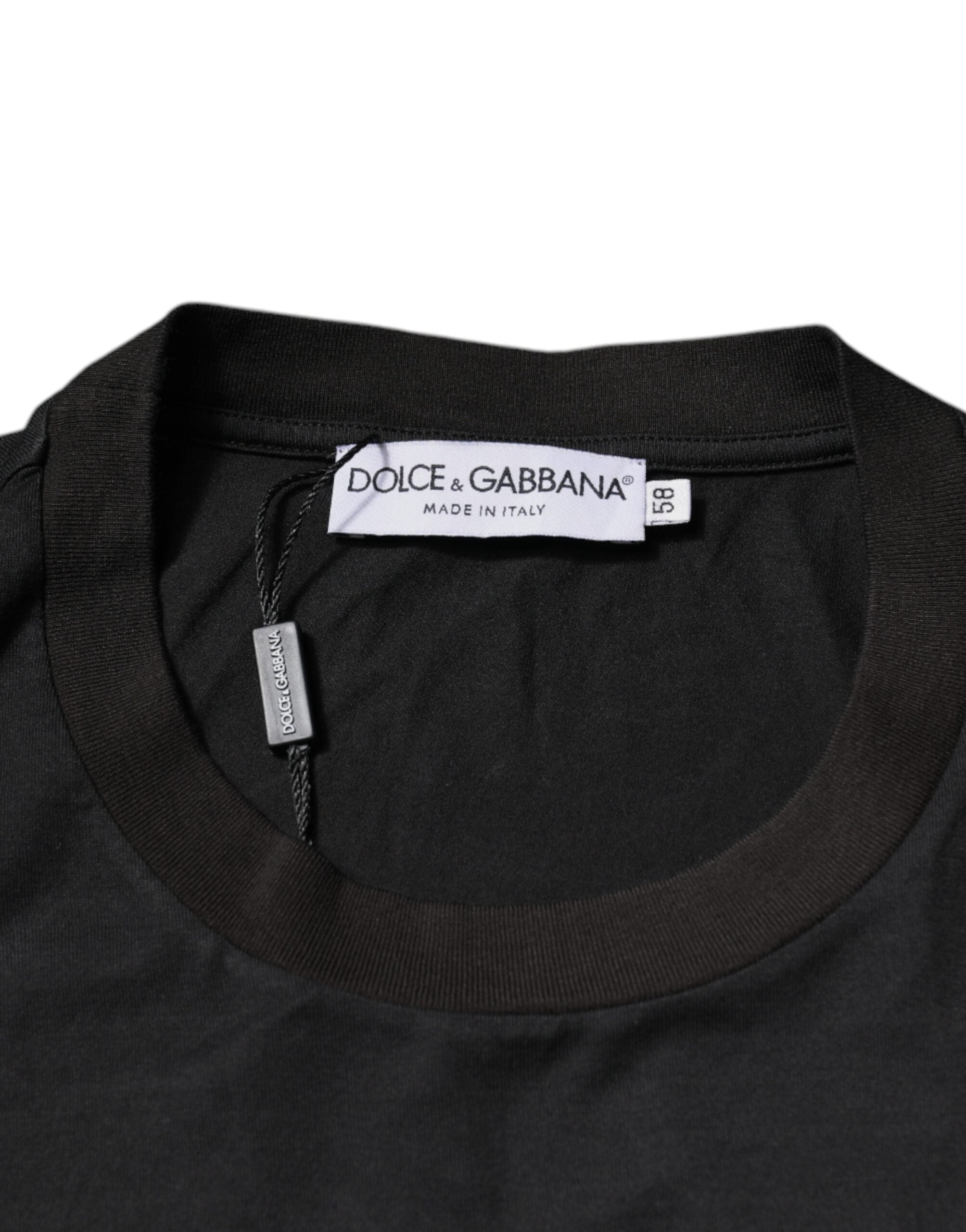 Dolce & Gabbana – Schwarzes T-Shirt mit Rundhalsausschnitt und kurzen Ärmeln und Logo
