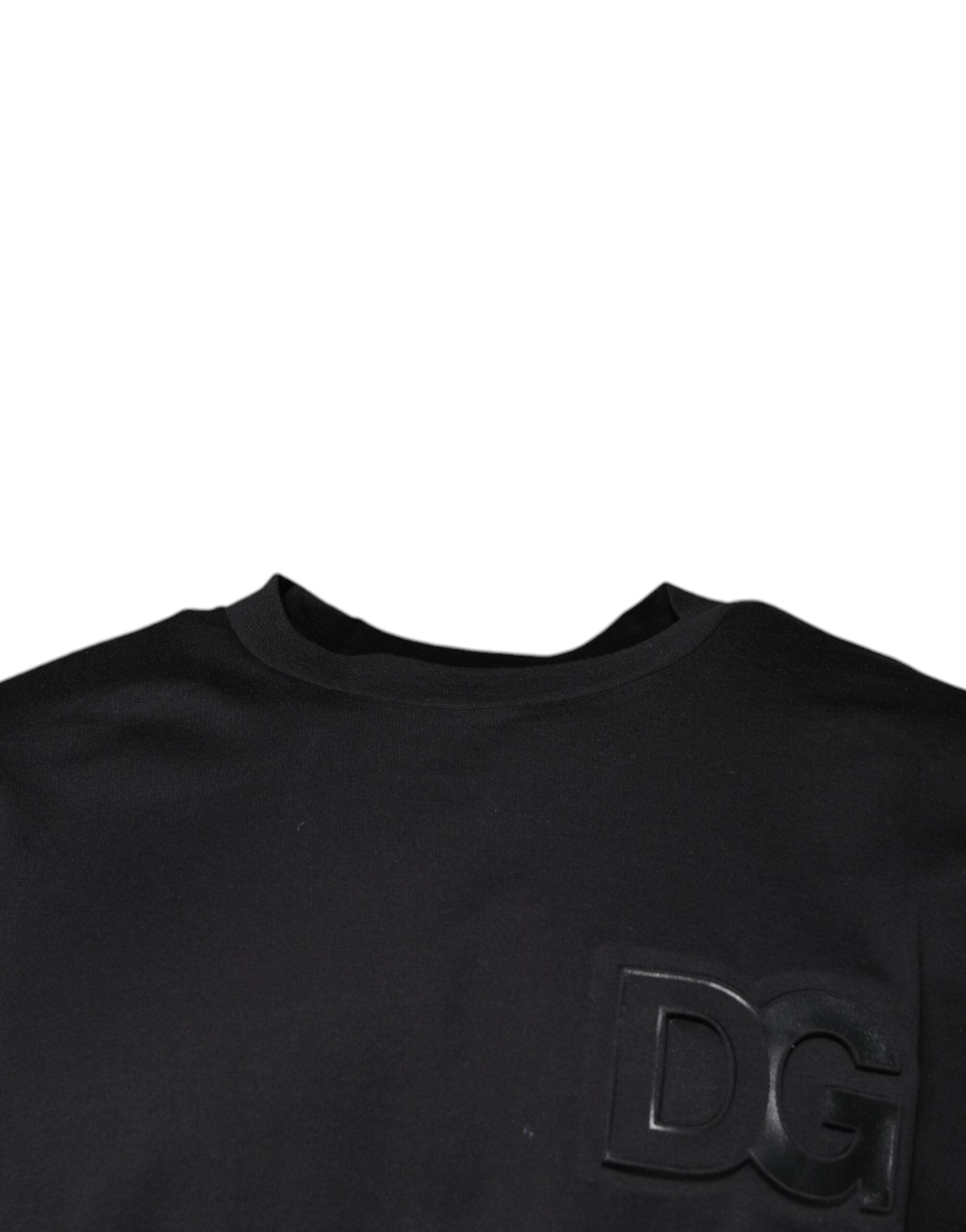 Dolce & Gabbana – Schwarzes Baumwoll-T-Shirt mit Rundhalsausschnitt und DG-Logo-Print