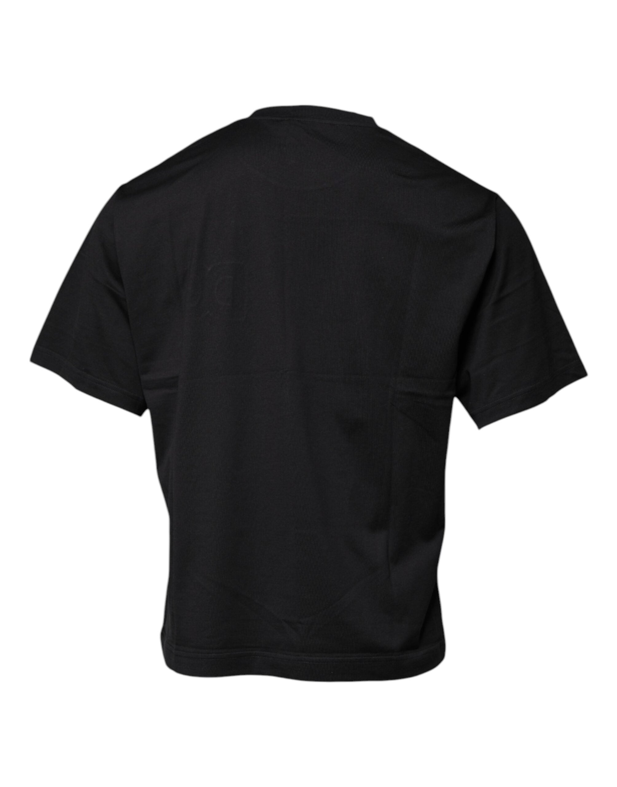 Dolce & Gabbana – Schwarzes Baumwoll-T-Shirt mit Rundhalsausschnitt und DG-Logo-Print