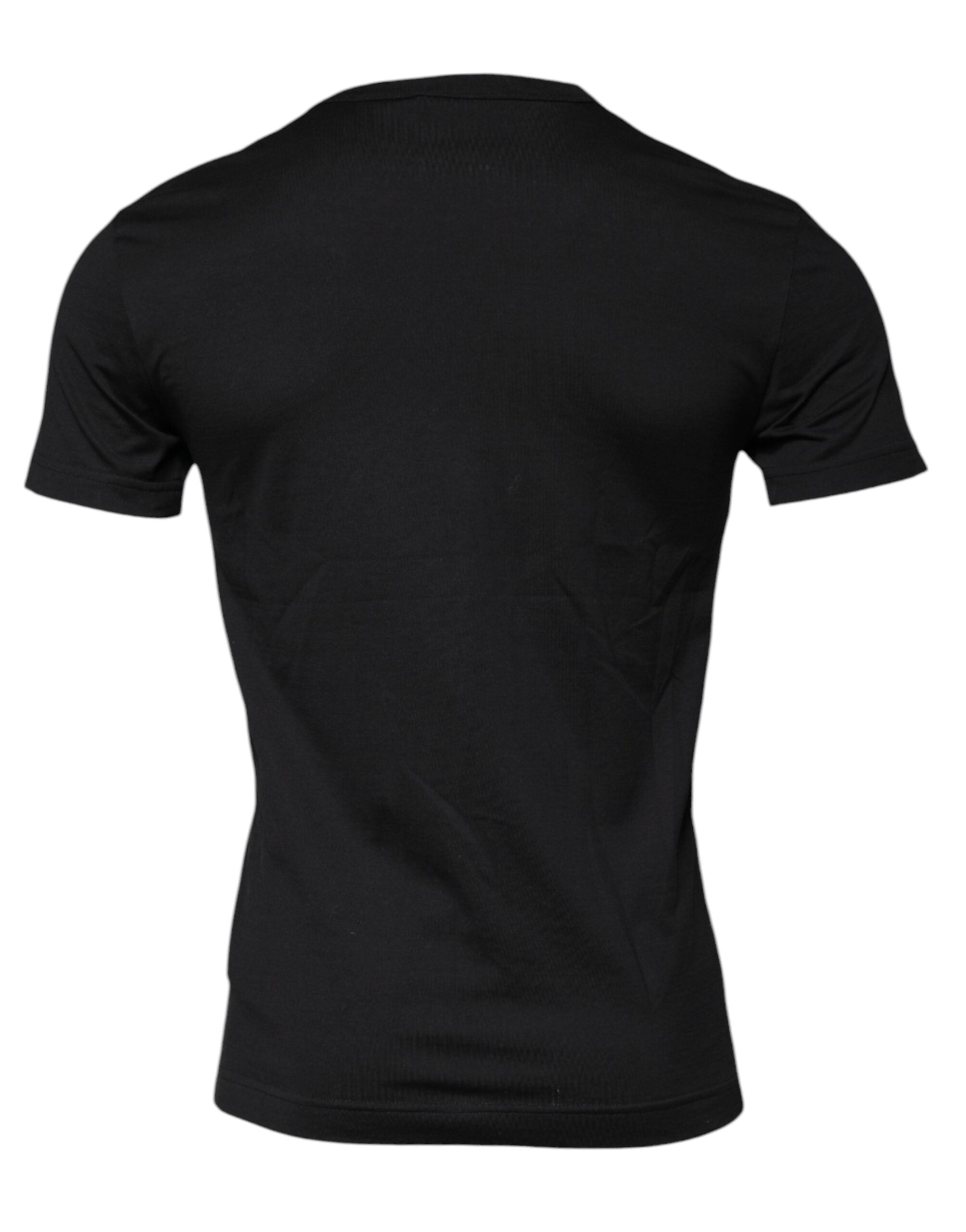 Dolce & Gabbana – Schwarzes T-Shirt aus Baumwolle mit Rundhalsausschnitt und kurzen Ärmeln
