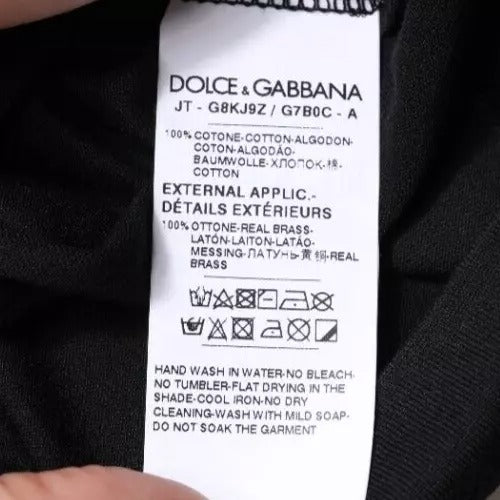 Dolce & Gabbana – Schwarzes T-Shirt aus Baumwolle mit Rundhalsausschnitt und kurzen Ärmeln