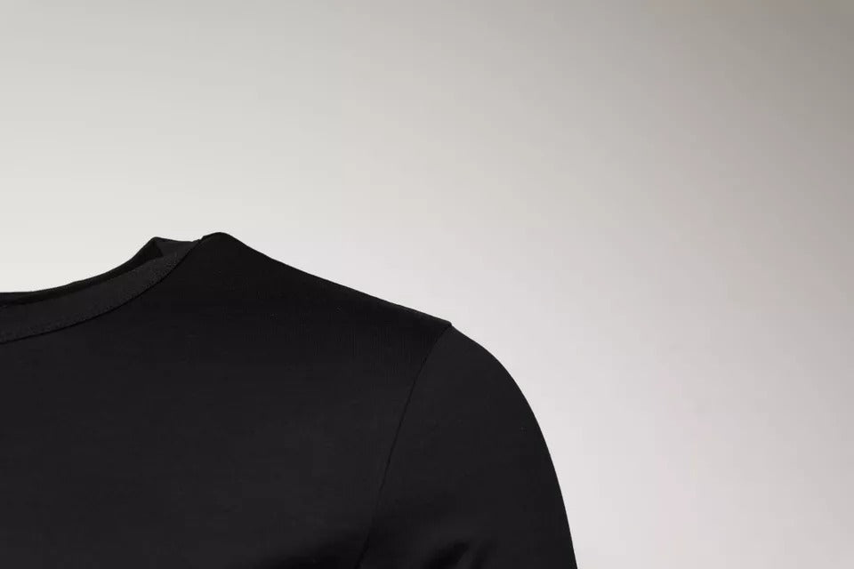 Dolce & Gabbana – Schwarzes T-Shirt aus Baumwolle mit Rundhalsausschnitt und kurzen Ärmeln