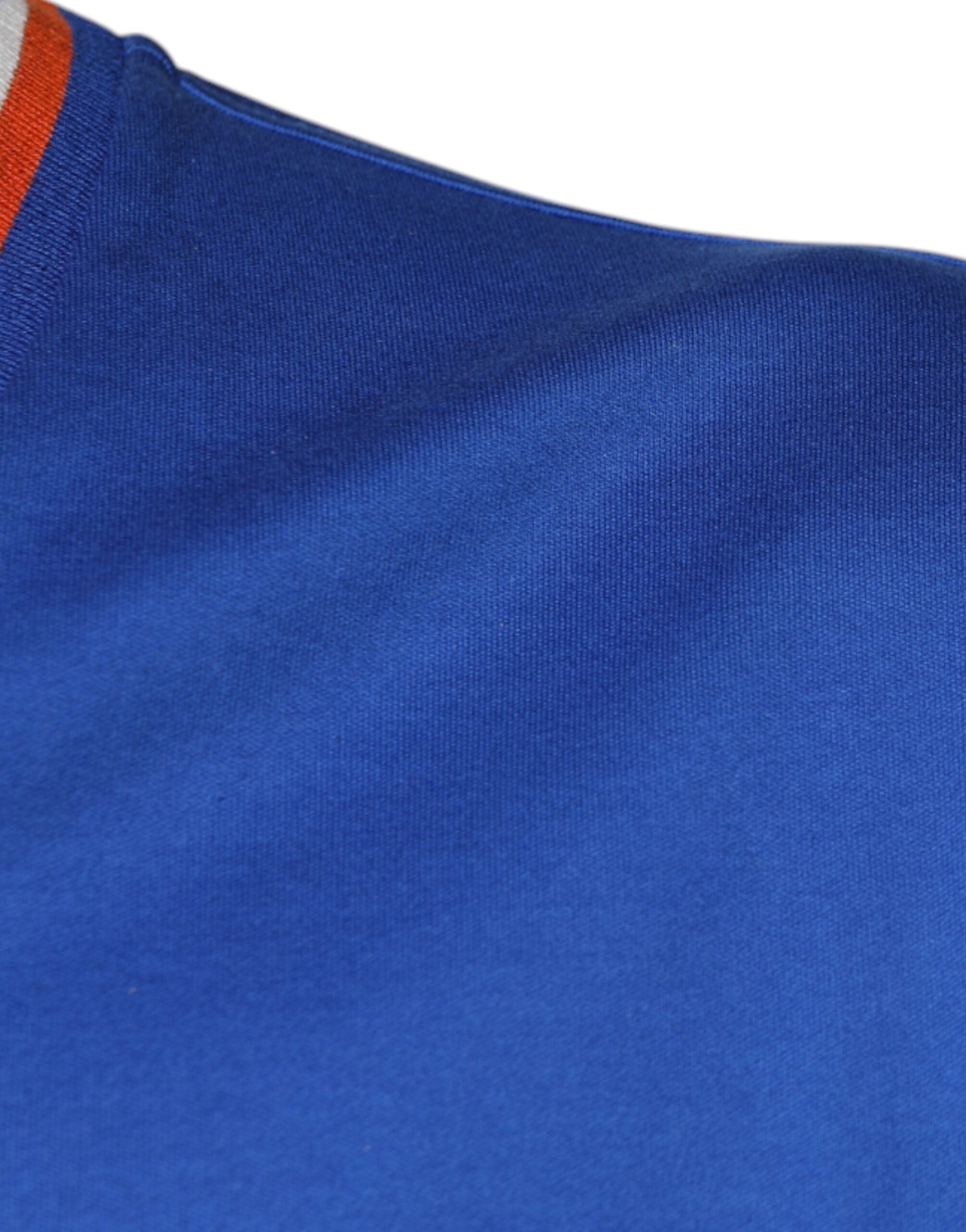 Dolce & Gabbana – Blaues T-Shirt mit V-Ausschnitt und kurzen Ärmeln