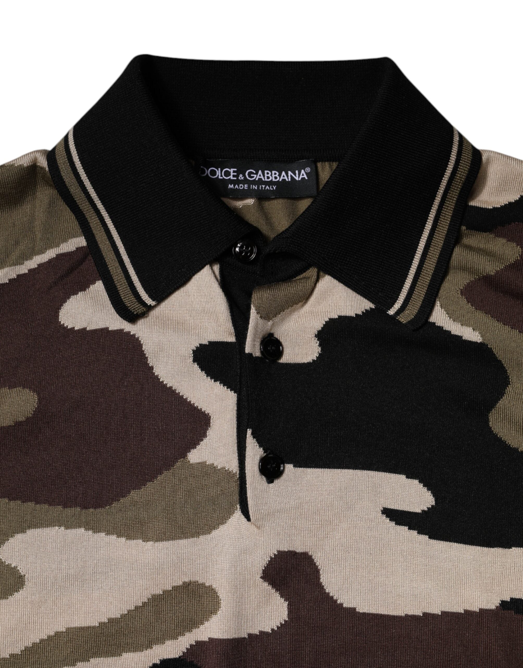 Dolce & Gabbana – Mehrfarbiges Poloshirt mit Camouflage-Kragen