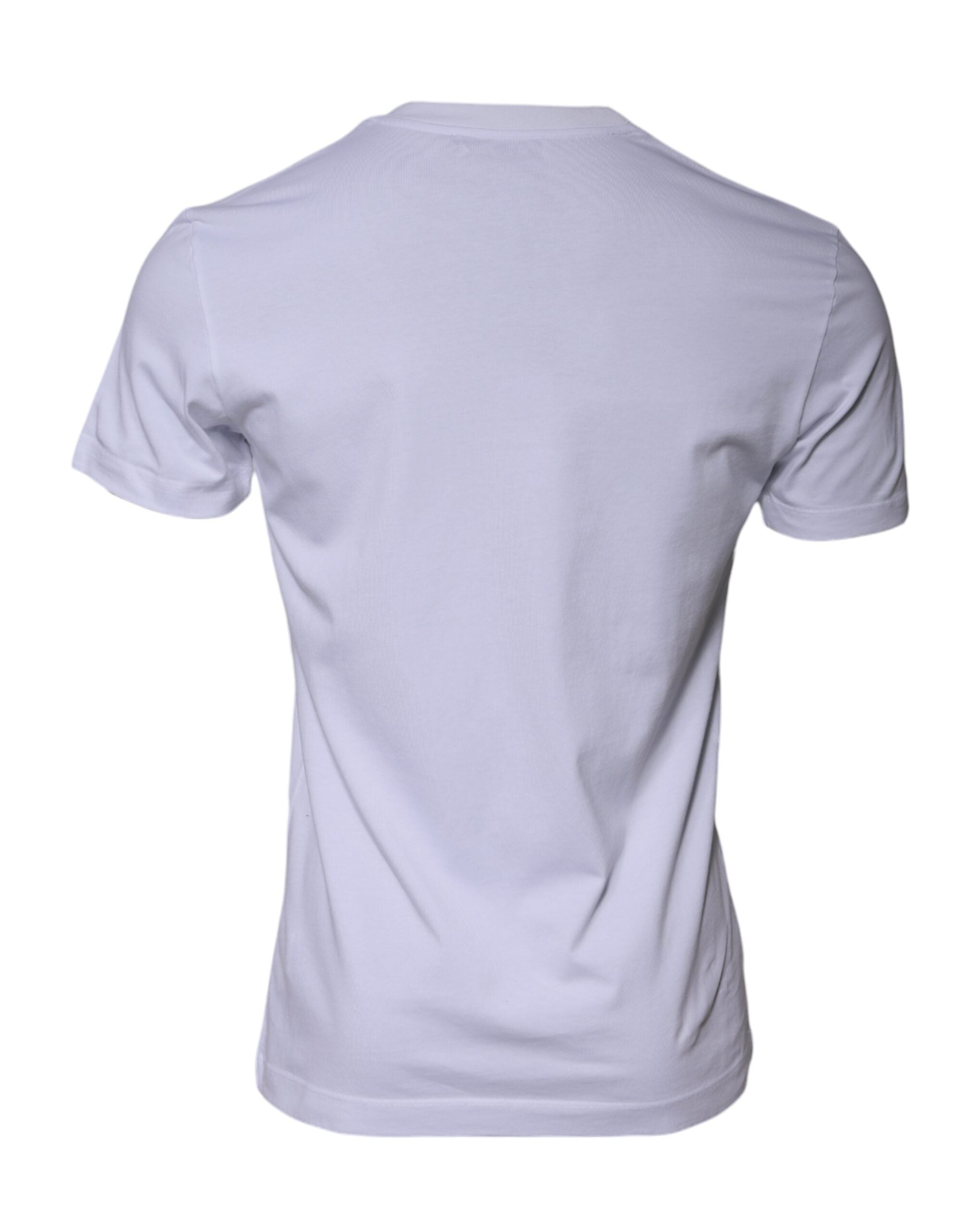 Dolce & Gabbana – Weißes Baumwoll-T-Shirt mit Rundhalsausschnitt und Logo-Print