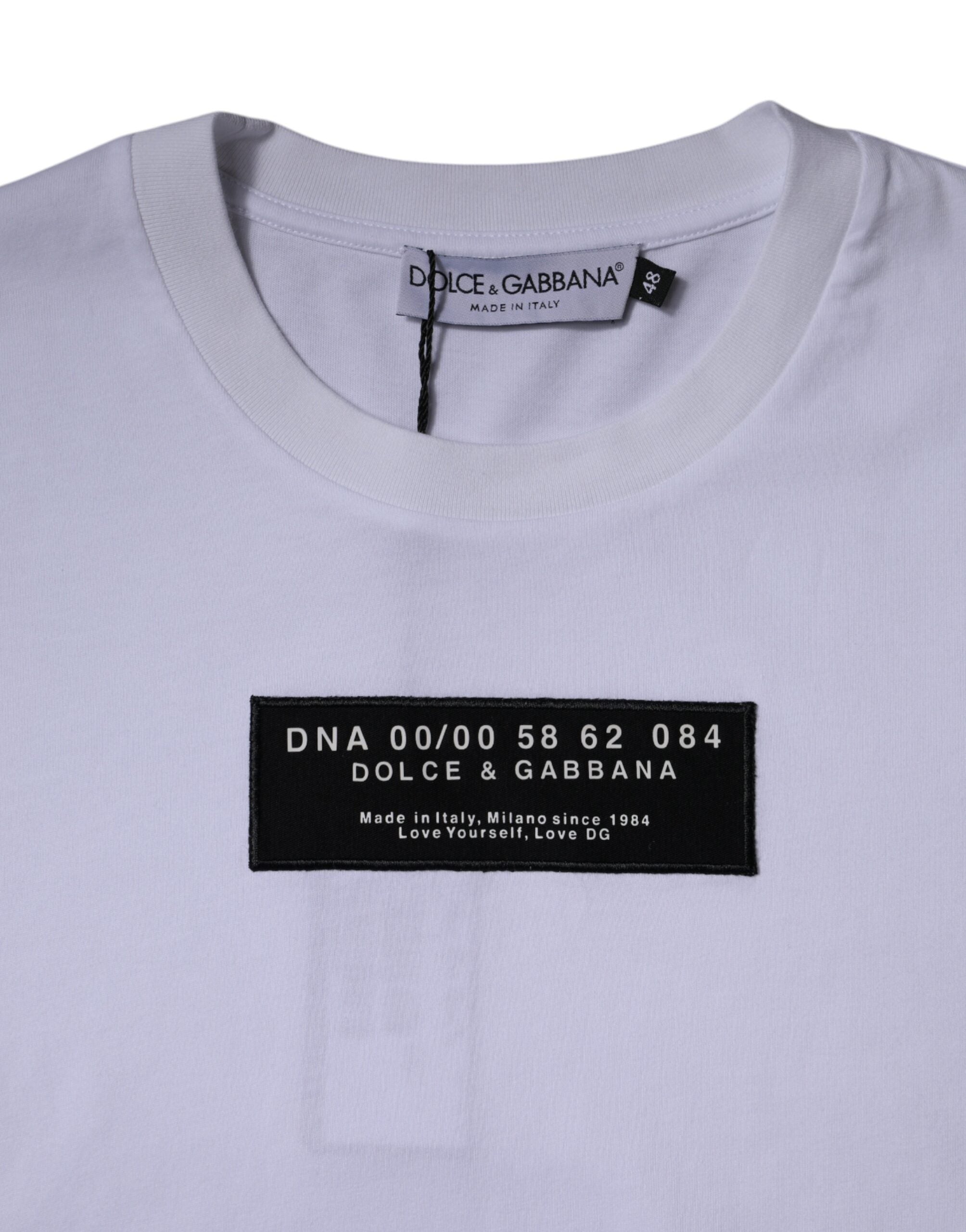 Dolce & Gabbana – Weißes Baumwoll-T-Shirt mit Rundhalsausschnitt und Logo-Print
