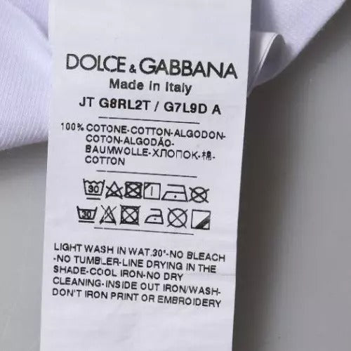 Dolce & Gabbana – Weißes Baumwoll-T-Shirt mit Rundhalsausschnitt und Logo-Print