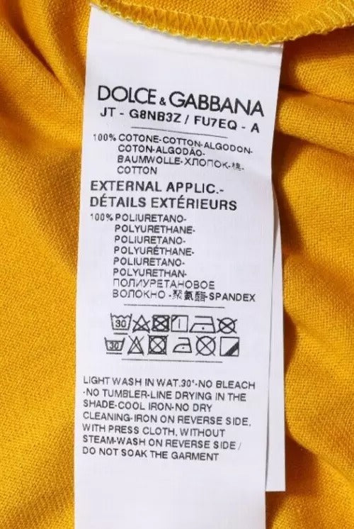 Dolce & Gabbana – Dunkelgelbes T-Shirt mit Rundhalsausschnitt und kurzen Ärmeln