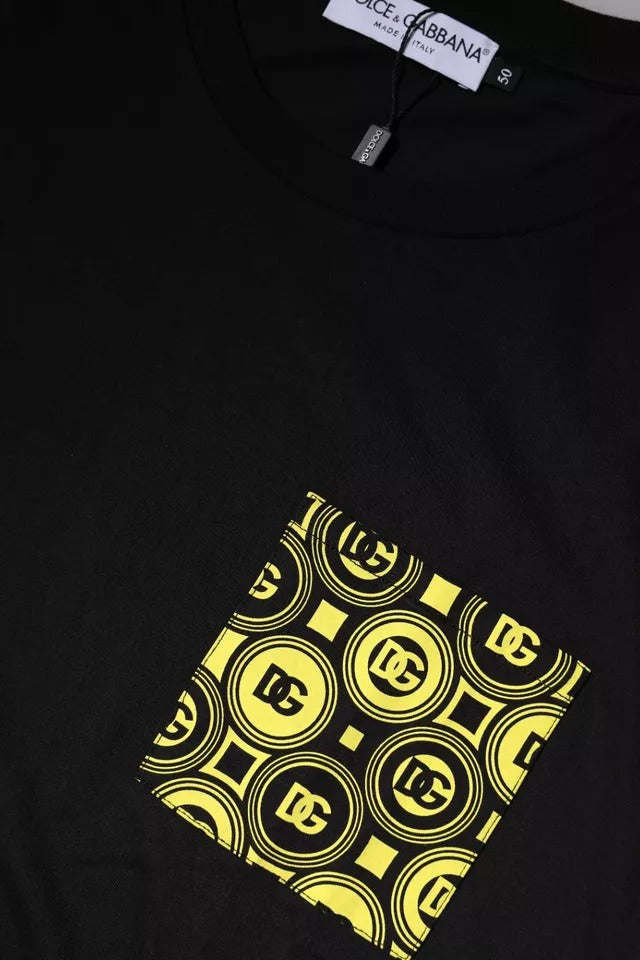Dolce & Gabbana – Schwarzes, kurzärmliges Baumwoll-T-Shirt mit Logo-Print