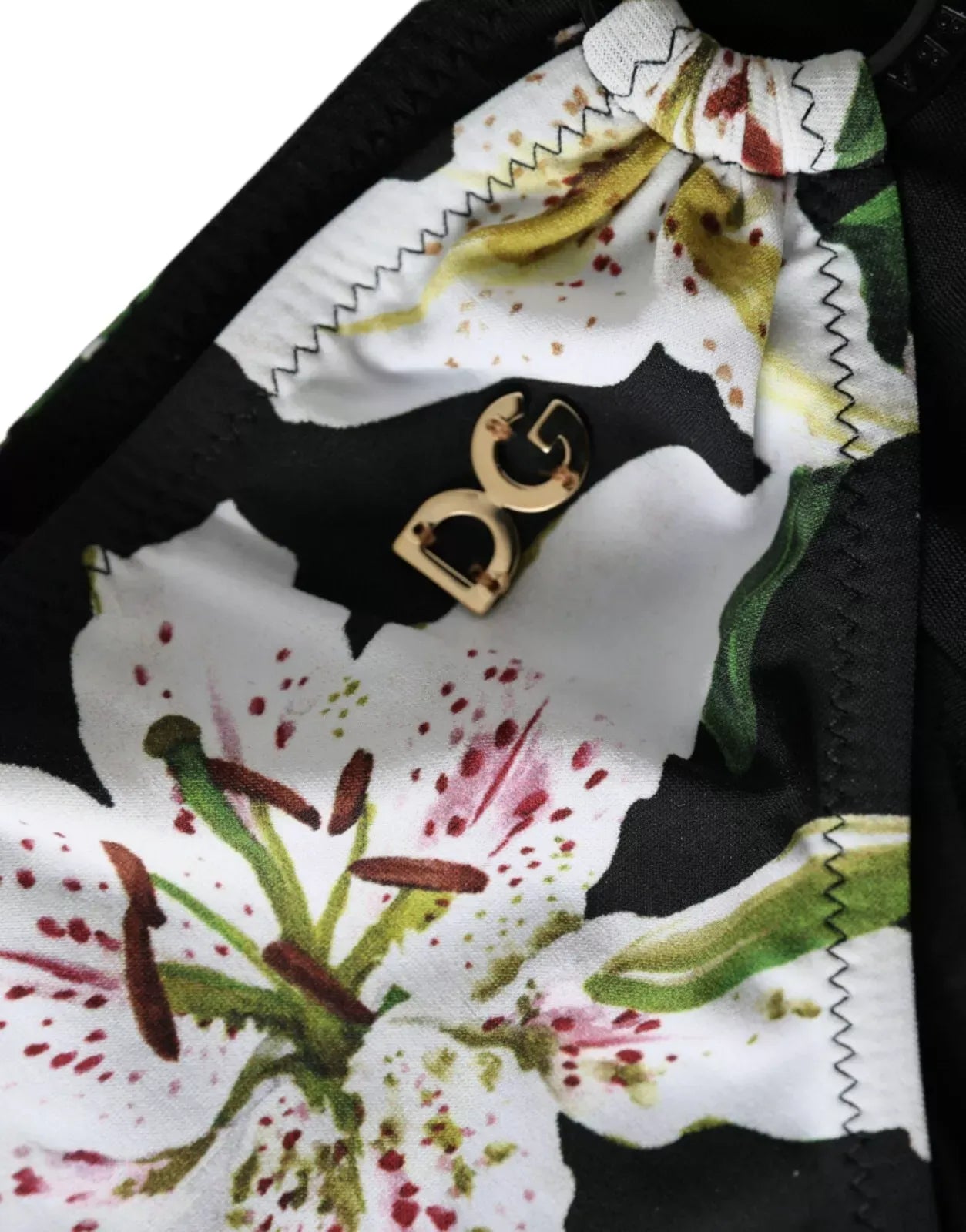 Costum de baie Dolce & Gabbana cu imprimeu de crini negru