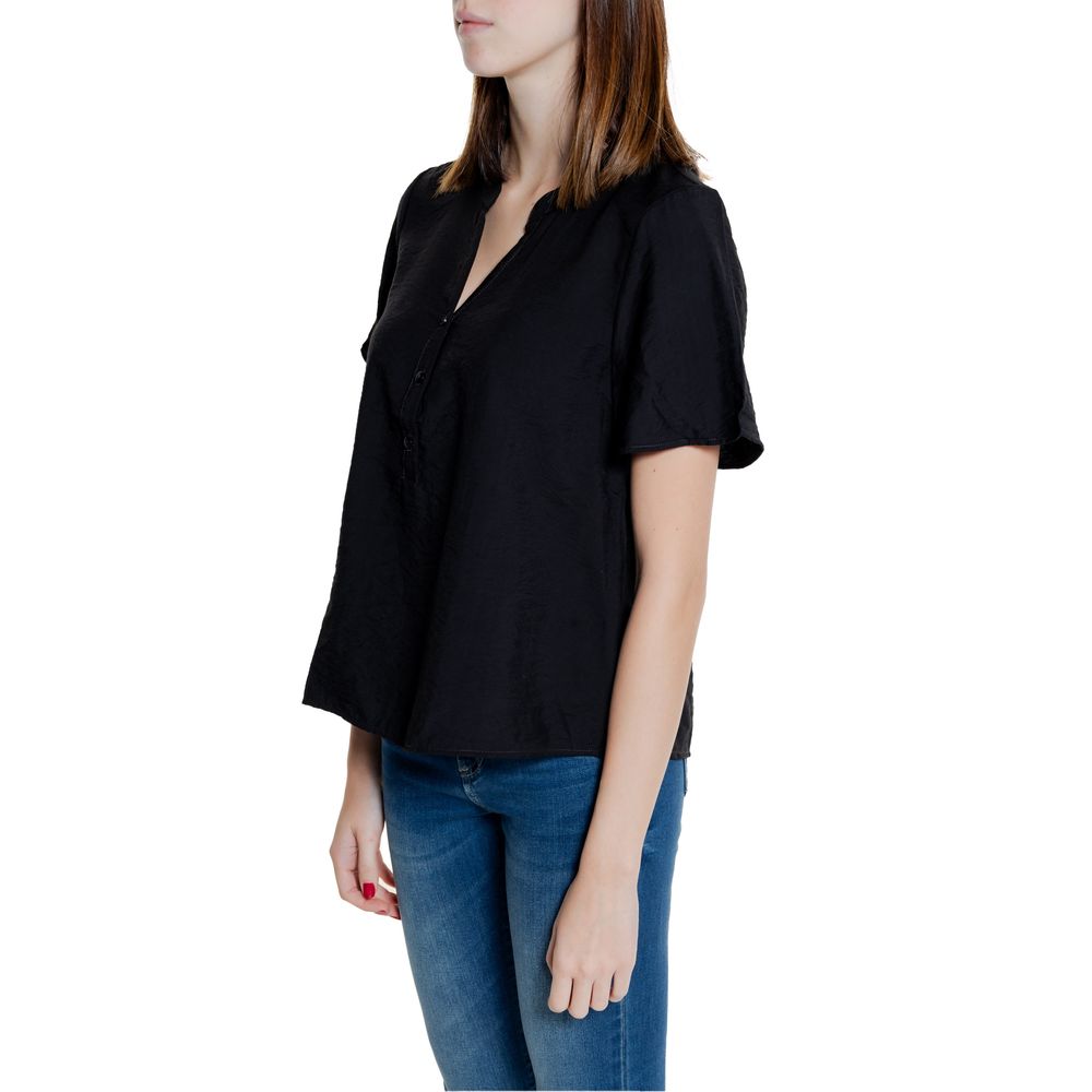 Tricou cu mânecă scurtă din viscoză neagră Jacqueline De Yong