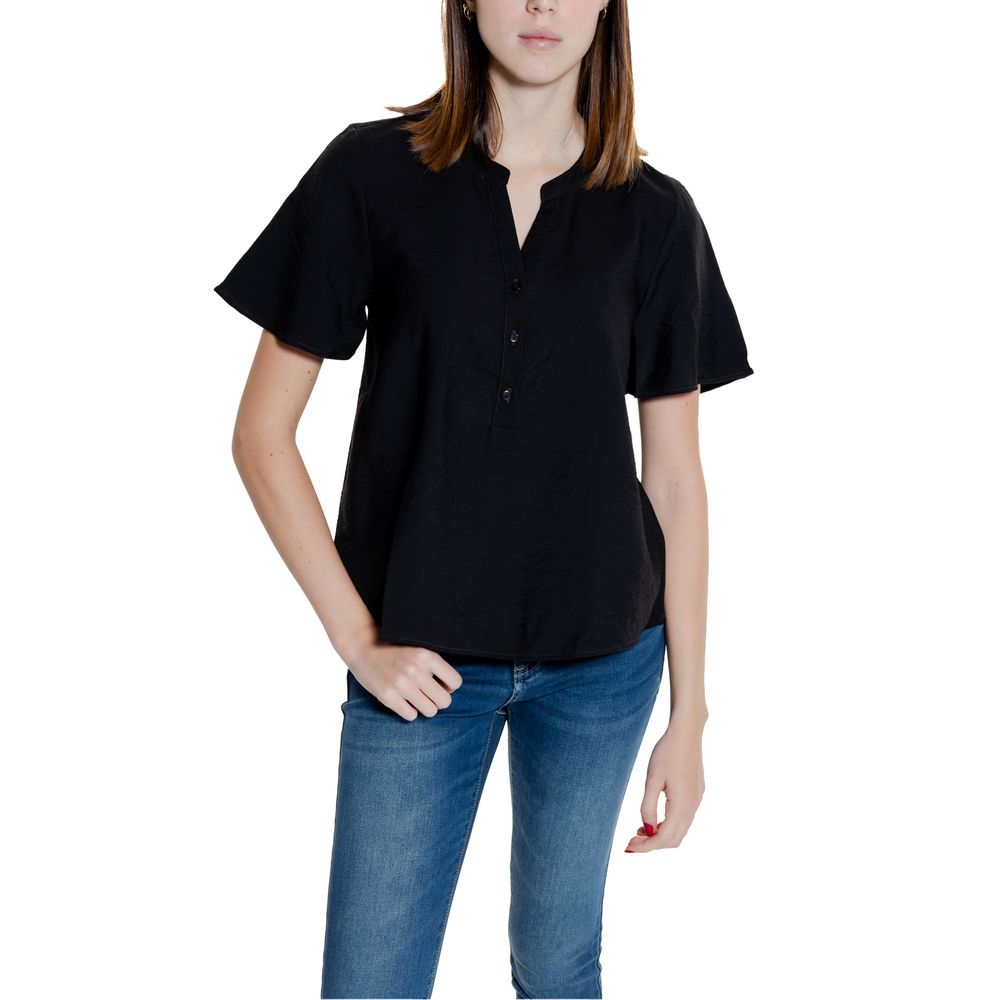 Tricou cu mânecă scurtă din viscoză neagră Jacqueline De Yong
