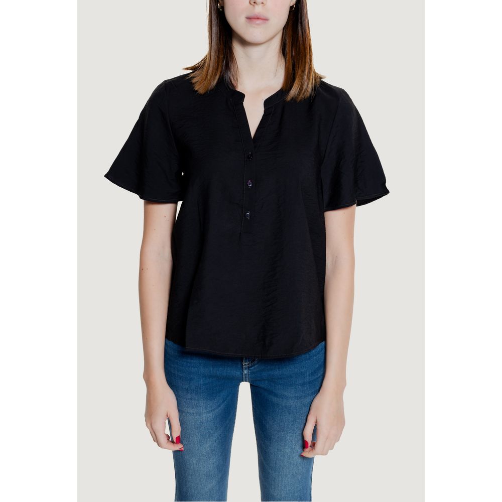 Tricou cu mânecă scurtă din viscoză neagră Jacqueline De Yong