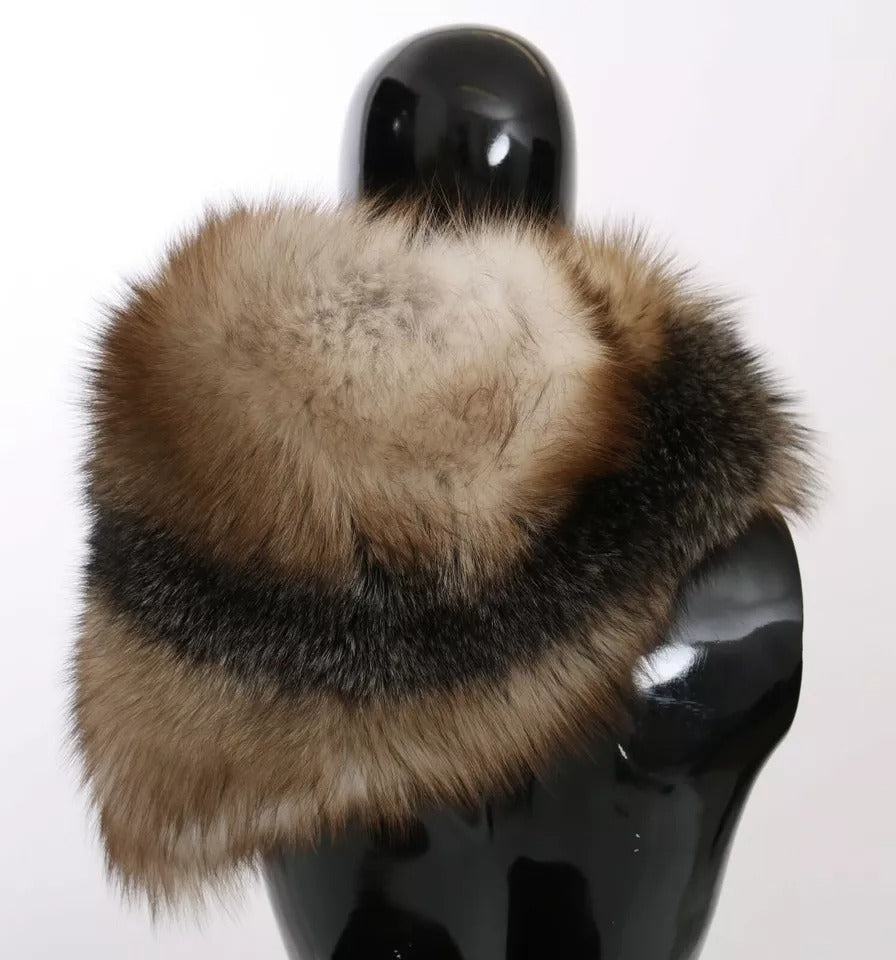 Dolce & Gabbana Brauner Fuchsschwanz-Pelzschal-Halswickel-Kragenschal