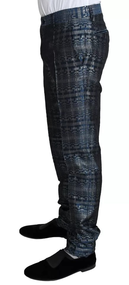 Dolce & Gabbana Blau-Silber glänzender 2-teiliger Slim-Gold-Anzug