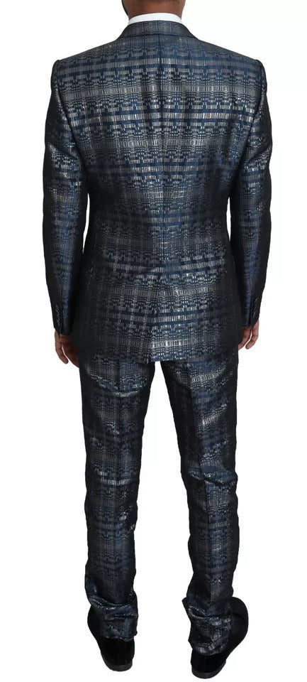 Dolce & Gabbana Blau-Silber glänzender 2-teiliger Slim-Gold-Anzug