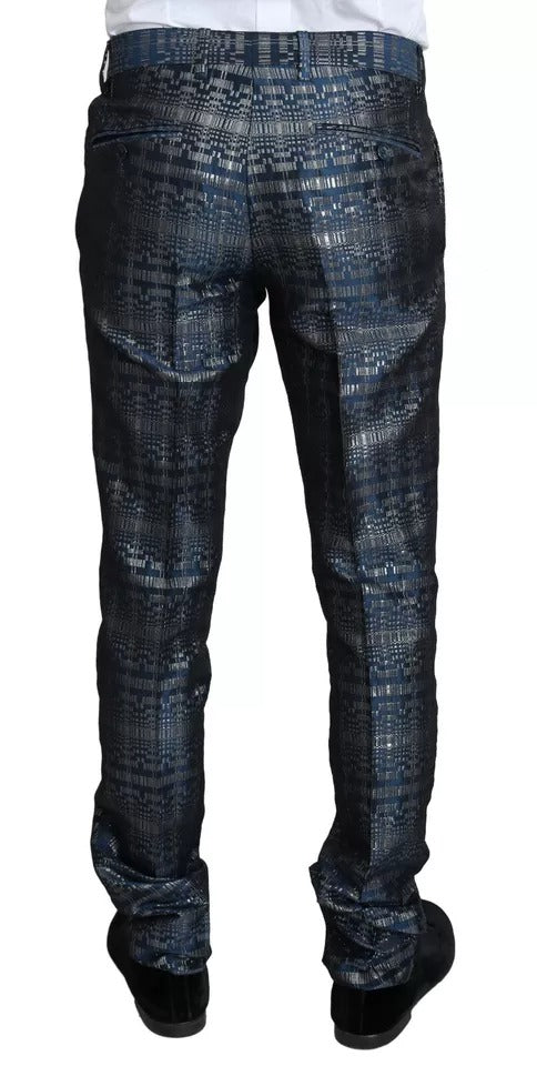 Dolce & Gabbana Blau-Silber glänzender 2-teiliger Slim-Gold-Anzug