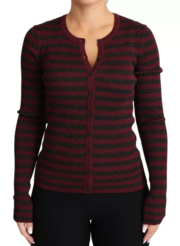 Dolce & Gabbana Schwarz-Rot gestreifter Damen-Cardigan